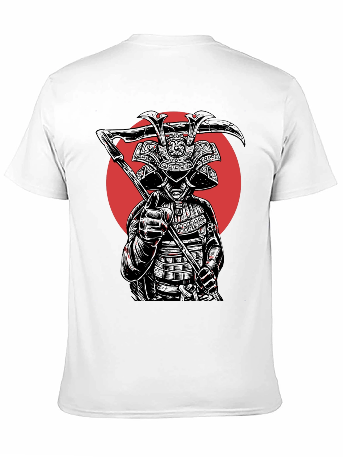 Samurai Warrior Graphic Tee - Black Cotton Blend