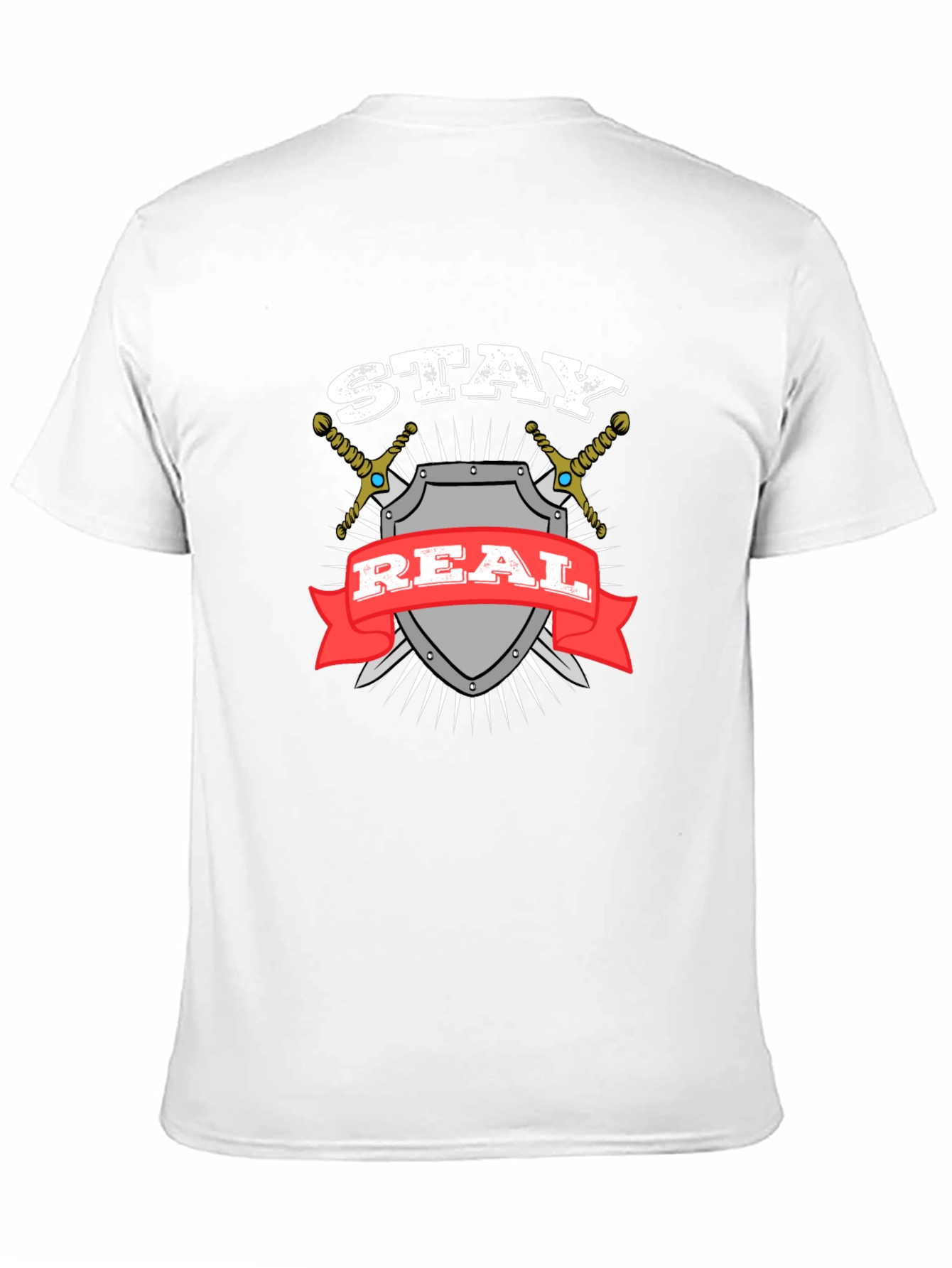 Stay Real T-Shirt Shield Swords Black Cotton