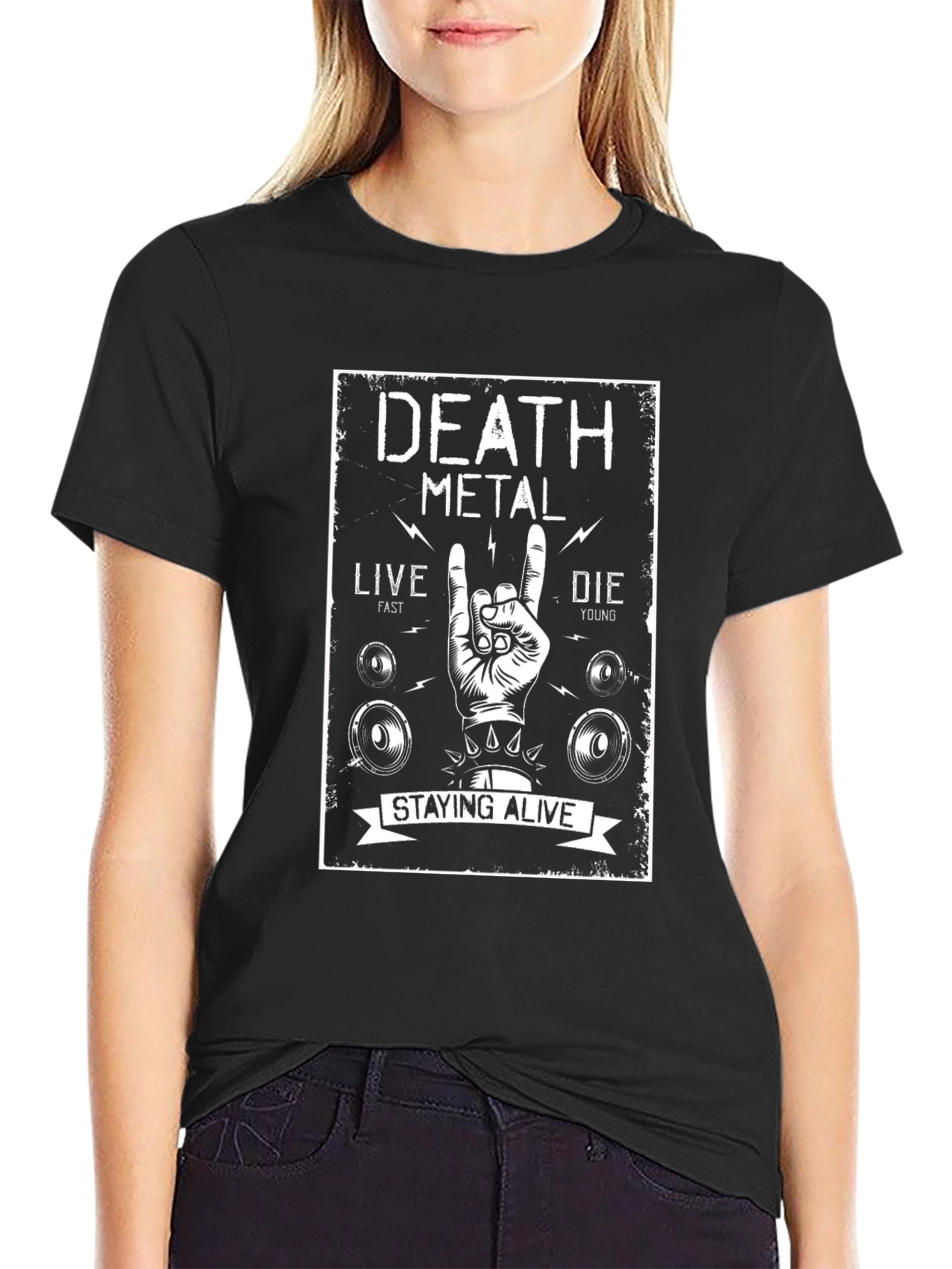 Death Metal Graphic Tee - Live Fast Die Young
