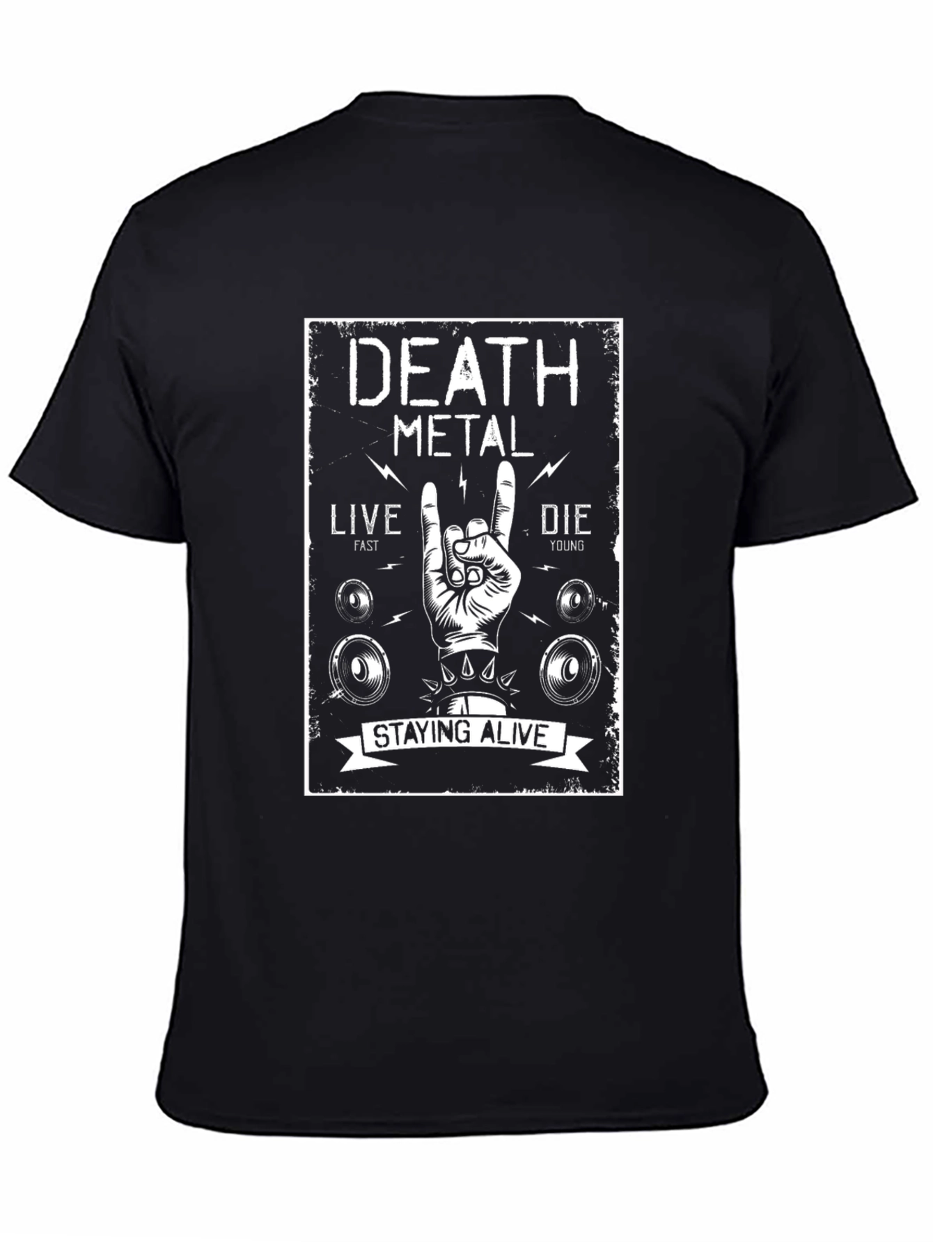 Death Metal Graphic Tee - Live Fast Die Young
