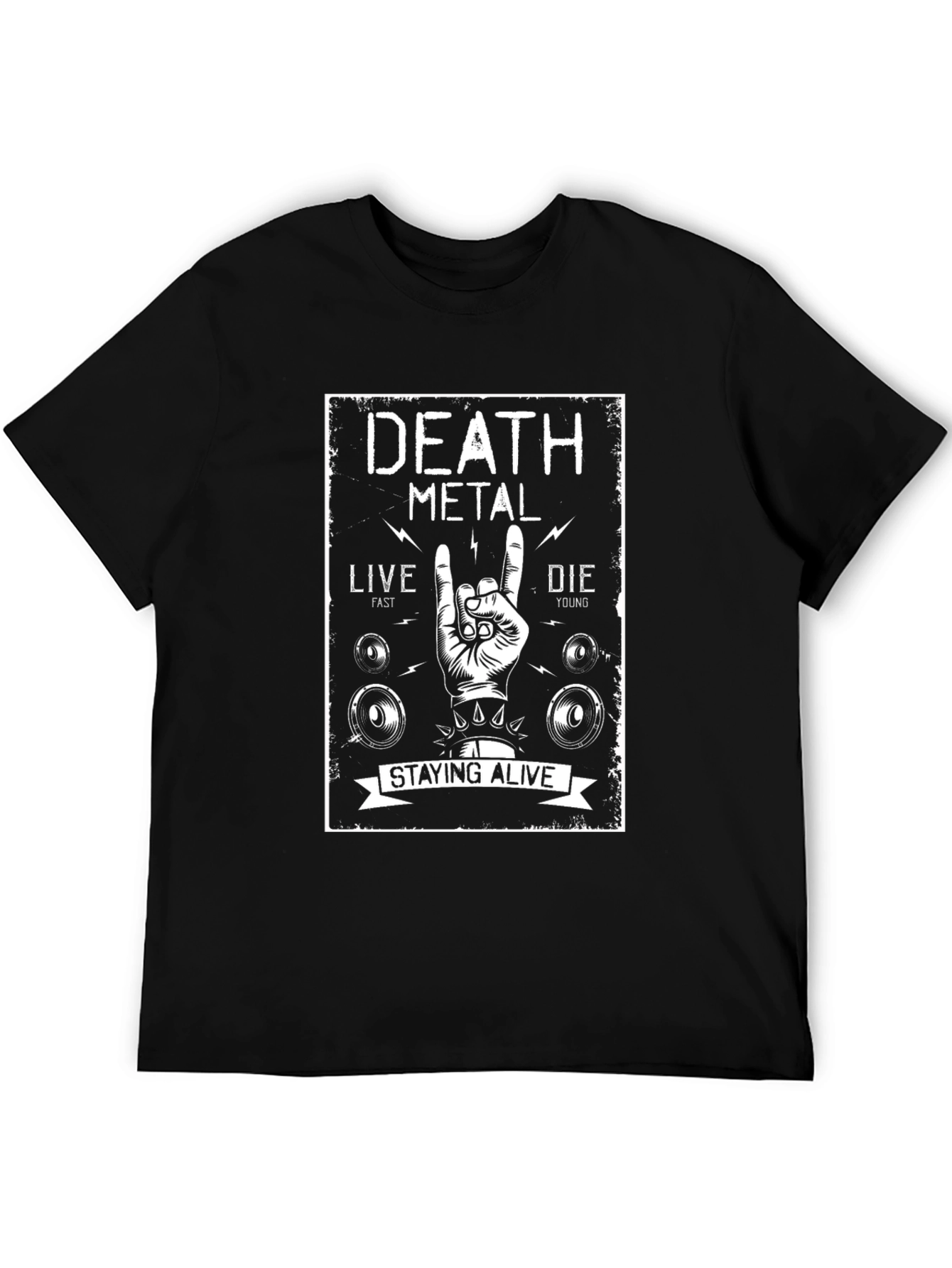 Death Metal Graphic Tee - Live Fast Die Young