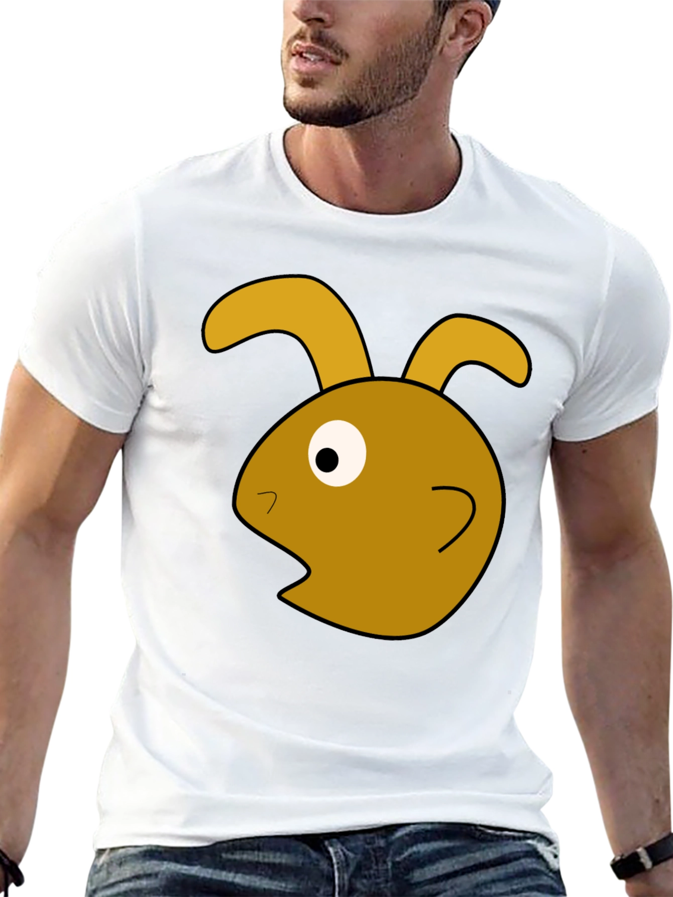 Funny Rabbit Graphic Black T-Shirt