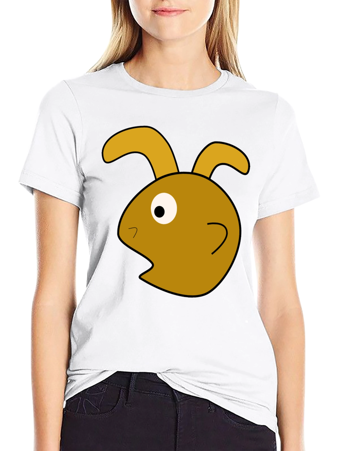 Funny Rabbit Graphic Black T-Shirt