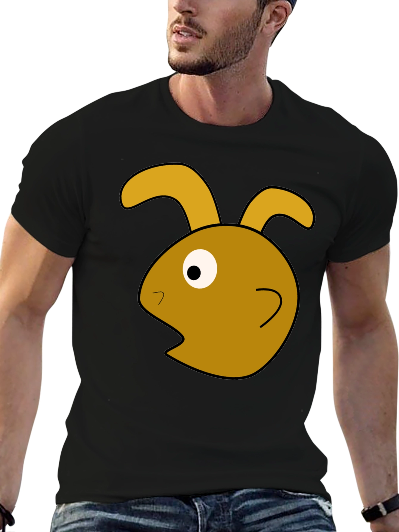 Funny Rabbit Graphic Black T-Shirt