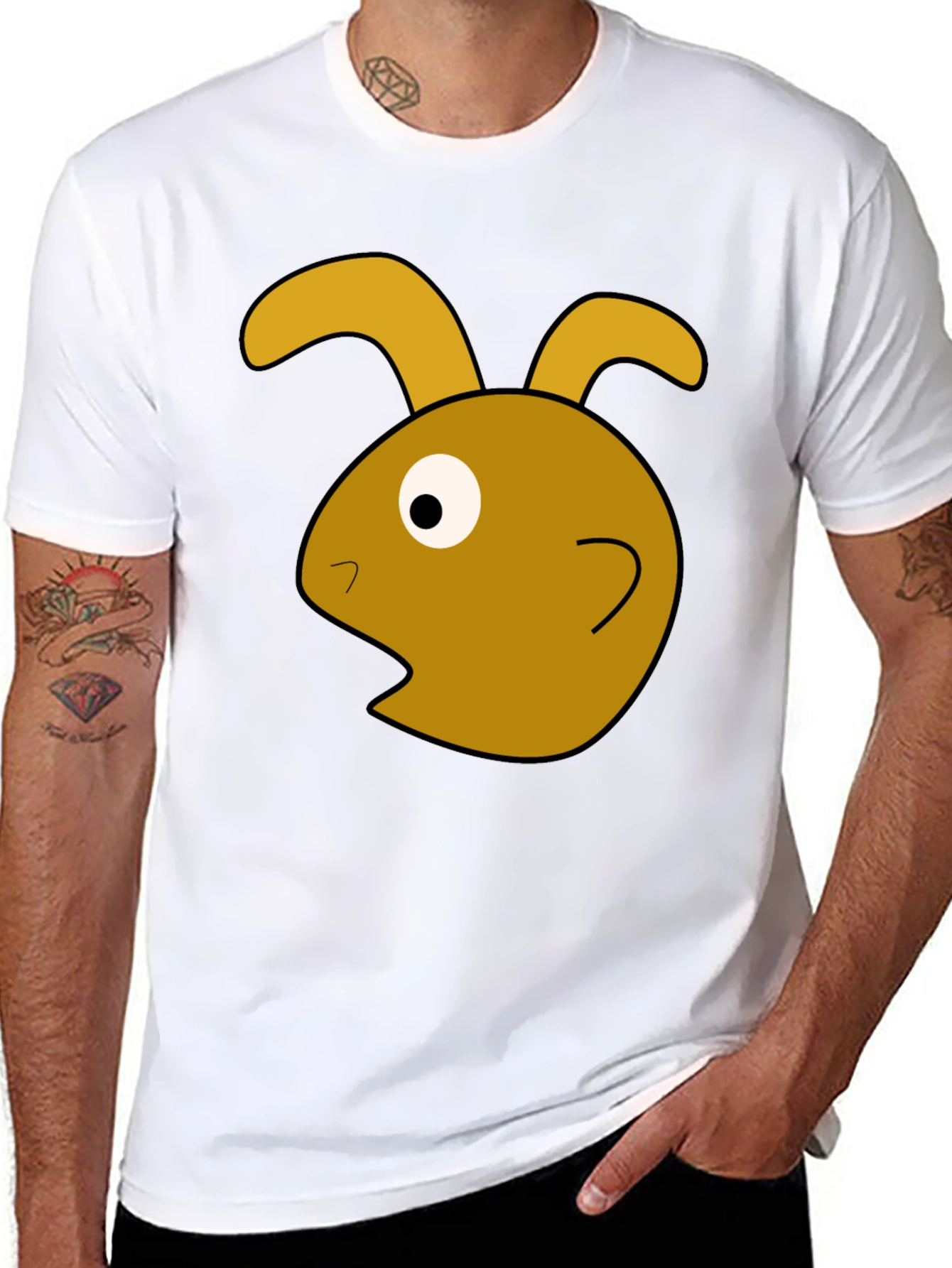 Funny Rabbit Graphic Black T-Shirt