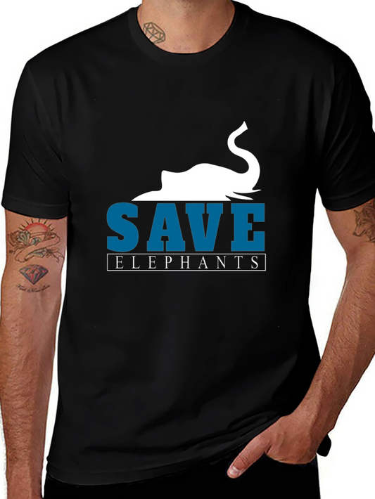 Save Elephants Graphic T-Shirt - Black Cotton Tee