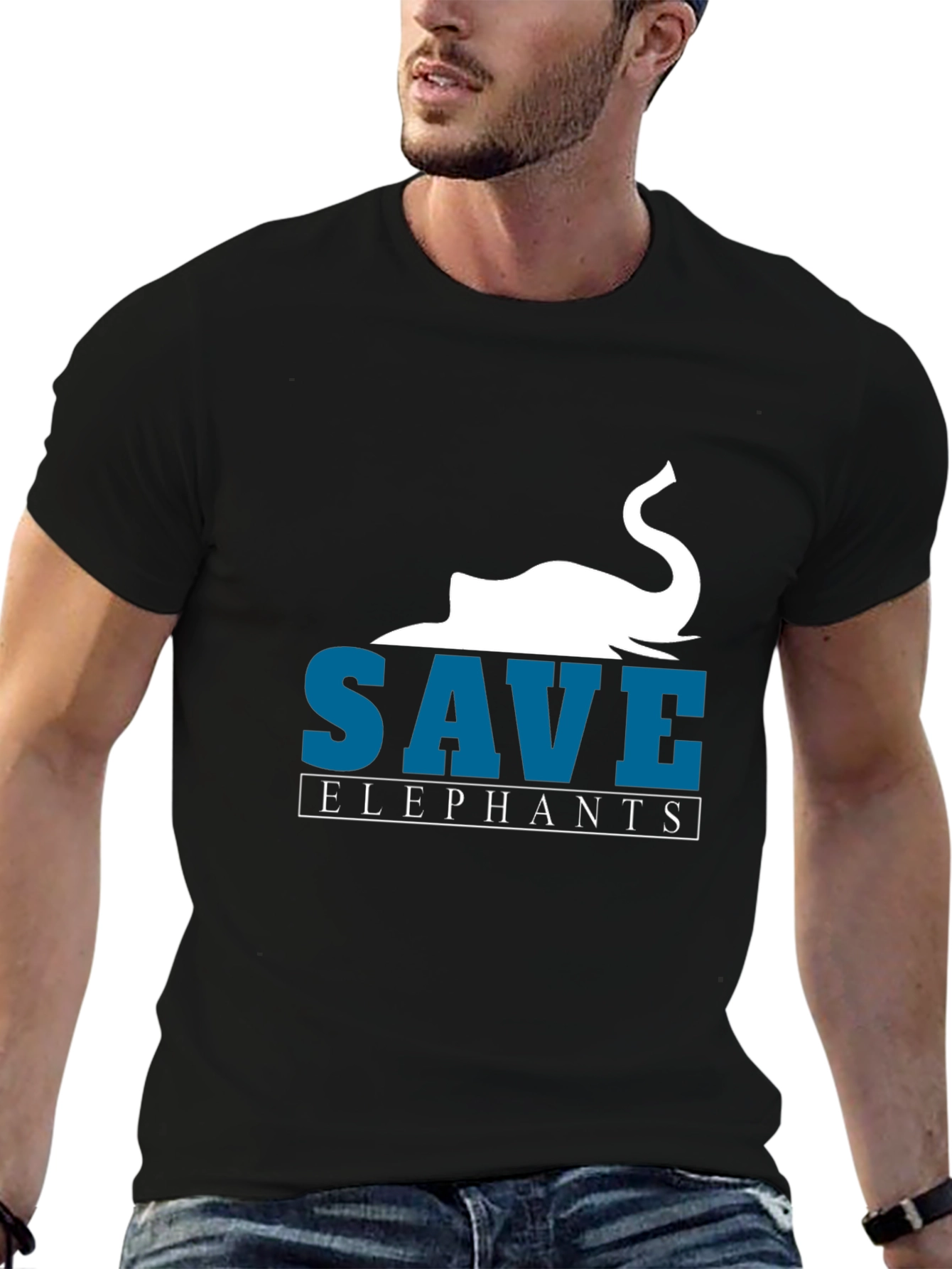 Save Elephants Graphic T-Shirt - Black Cotton Tee
