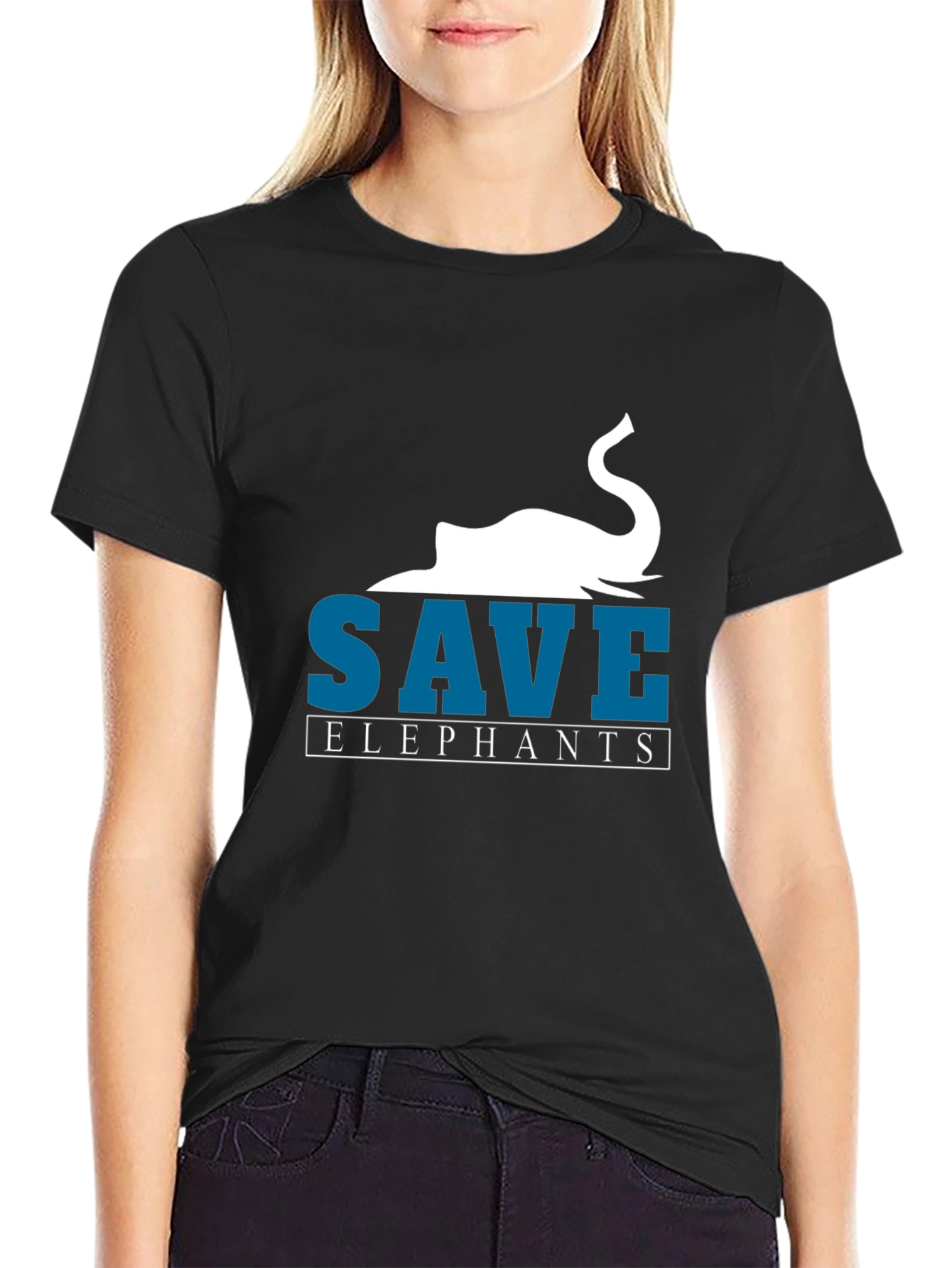 Save Elephants Graphic T-Shirt - Black Cotton Tee