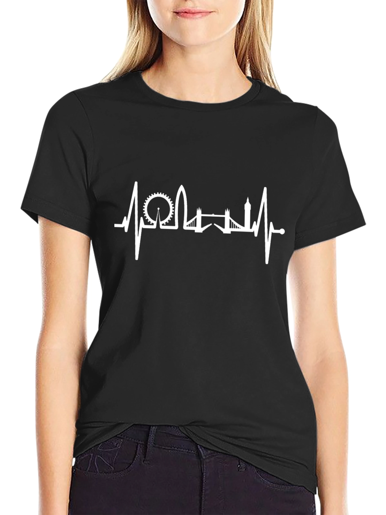 London Skyline Heartbeat Tee - Black