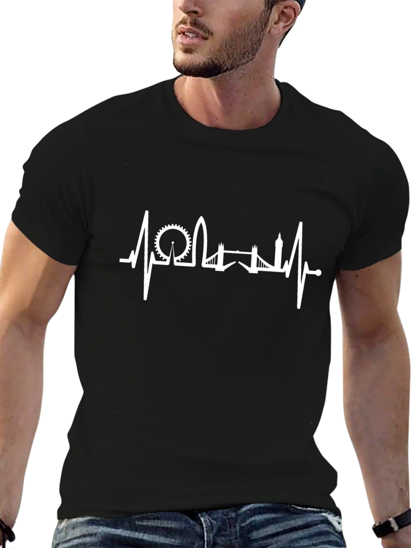 London Skyline Heartbeat Tee - Black