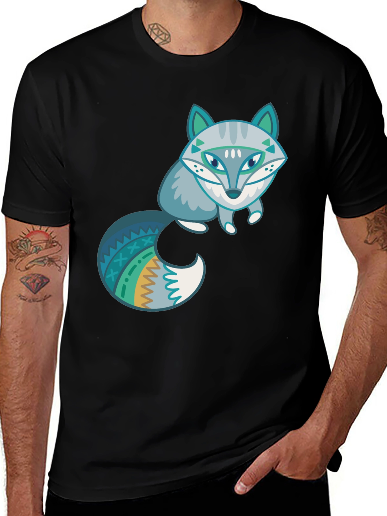 Fox Graphic Tee - Stylish Mens Black T-Shirt