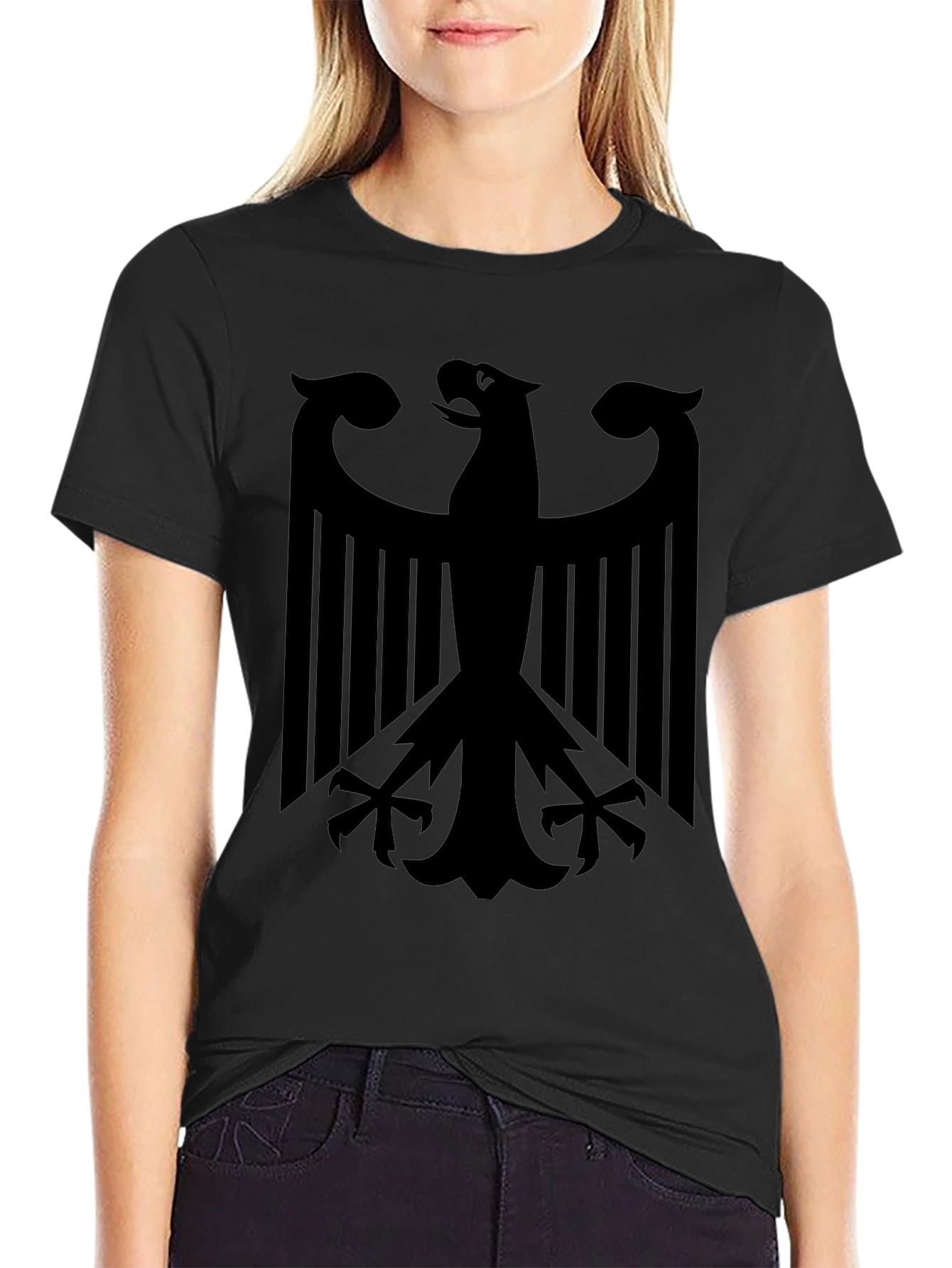 Mens Black T-Shirt with Eagle Graphic