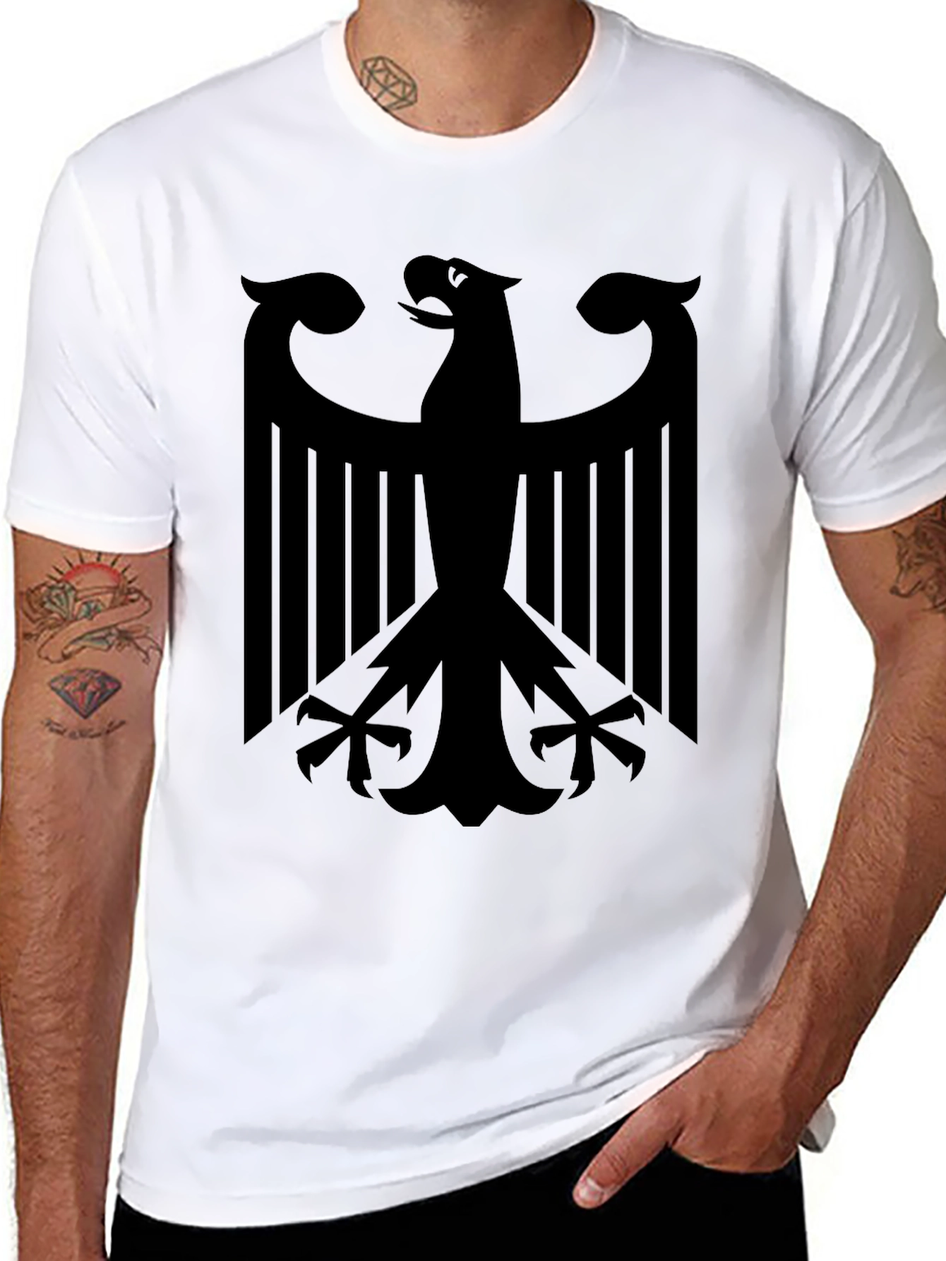 Mens Black T-Shirt with Eagle Graphic