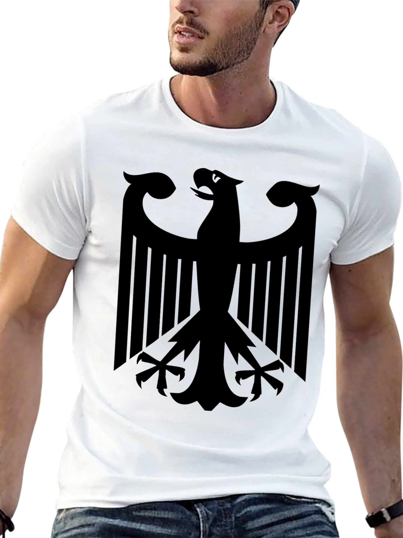 Mens Black T-Shirt with Eagle Graphic