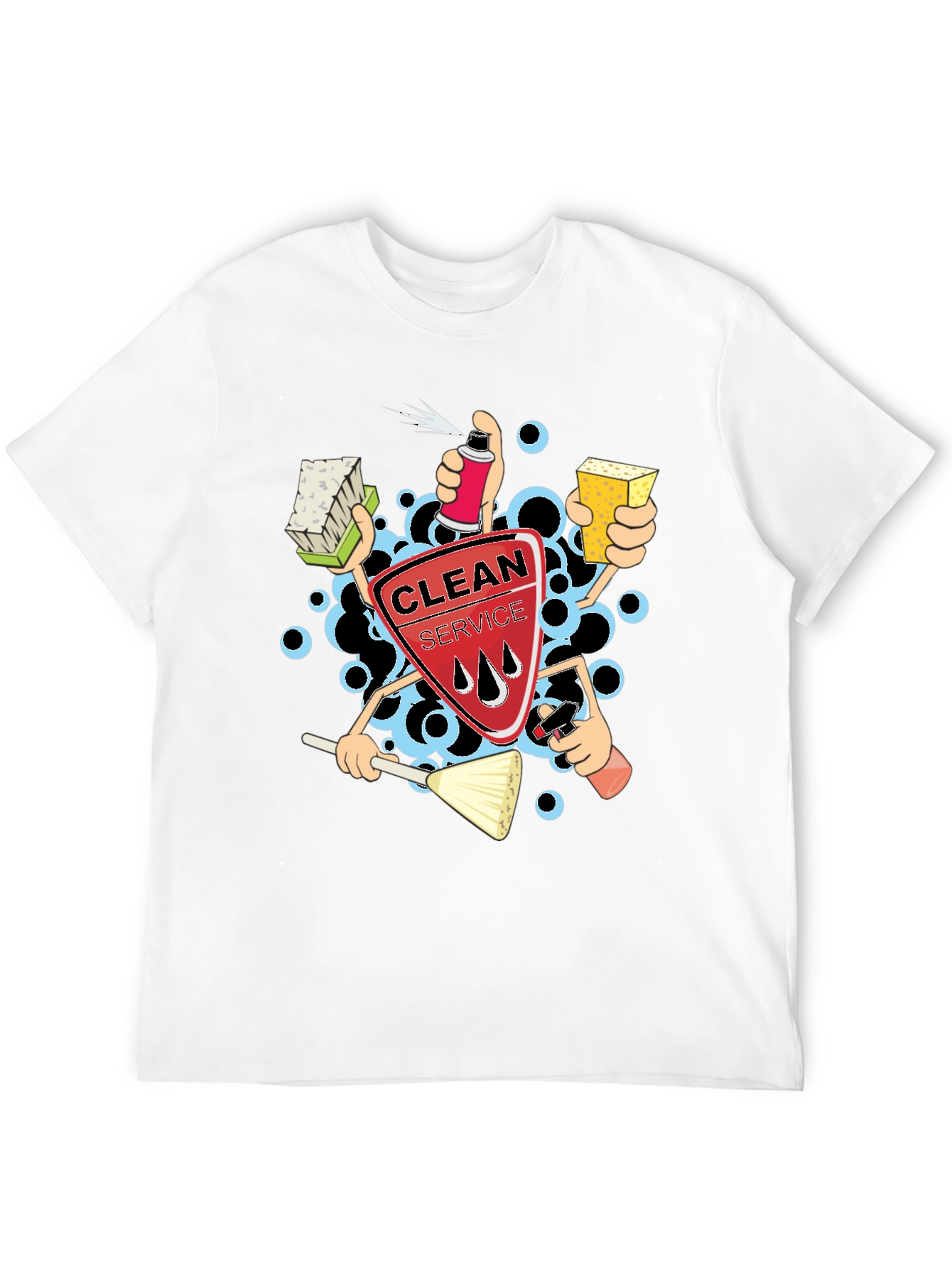 Clean Service Graphic T-Shirt - Black Crew Neck