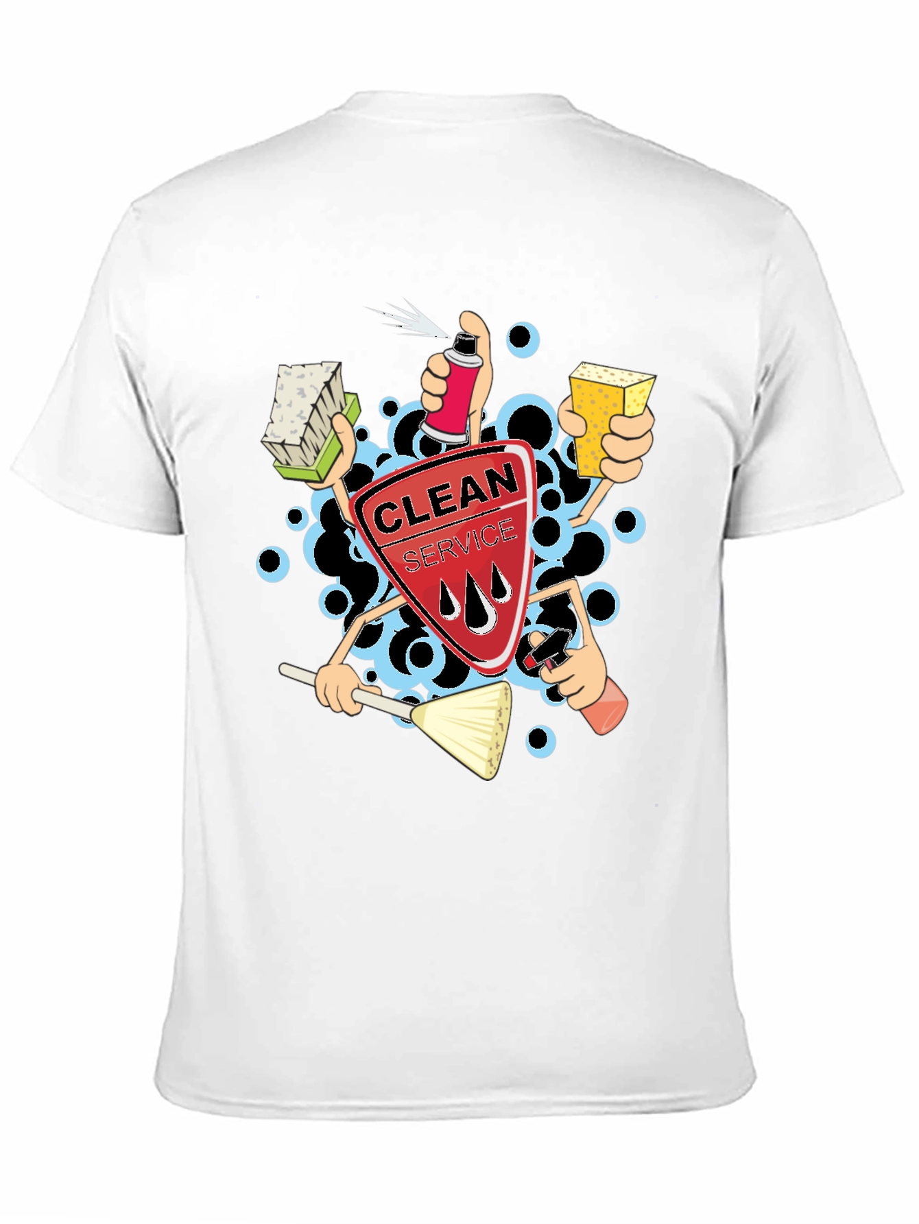 Clean Service Graphic T-Shirt - Black Crew Neck