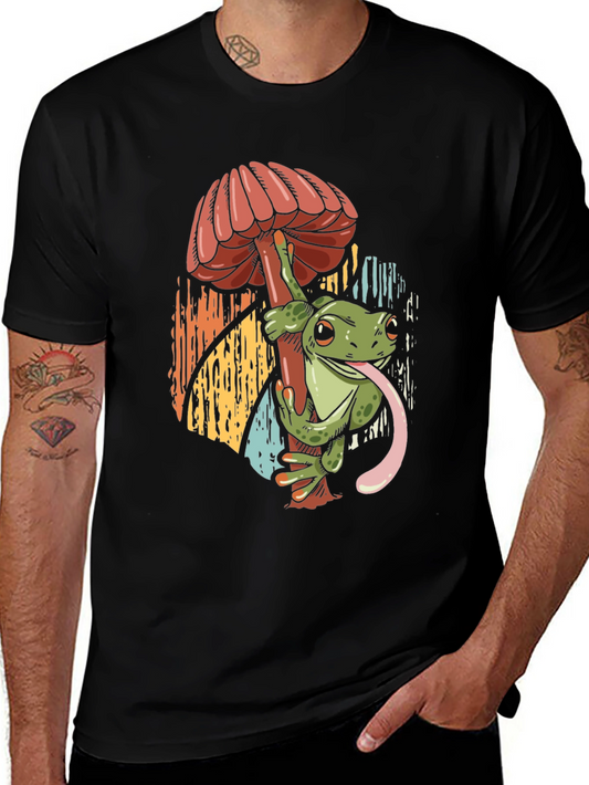 Frog on Mushroom Graphic Tee - Unique Design