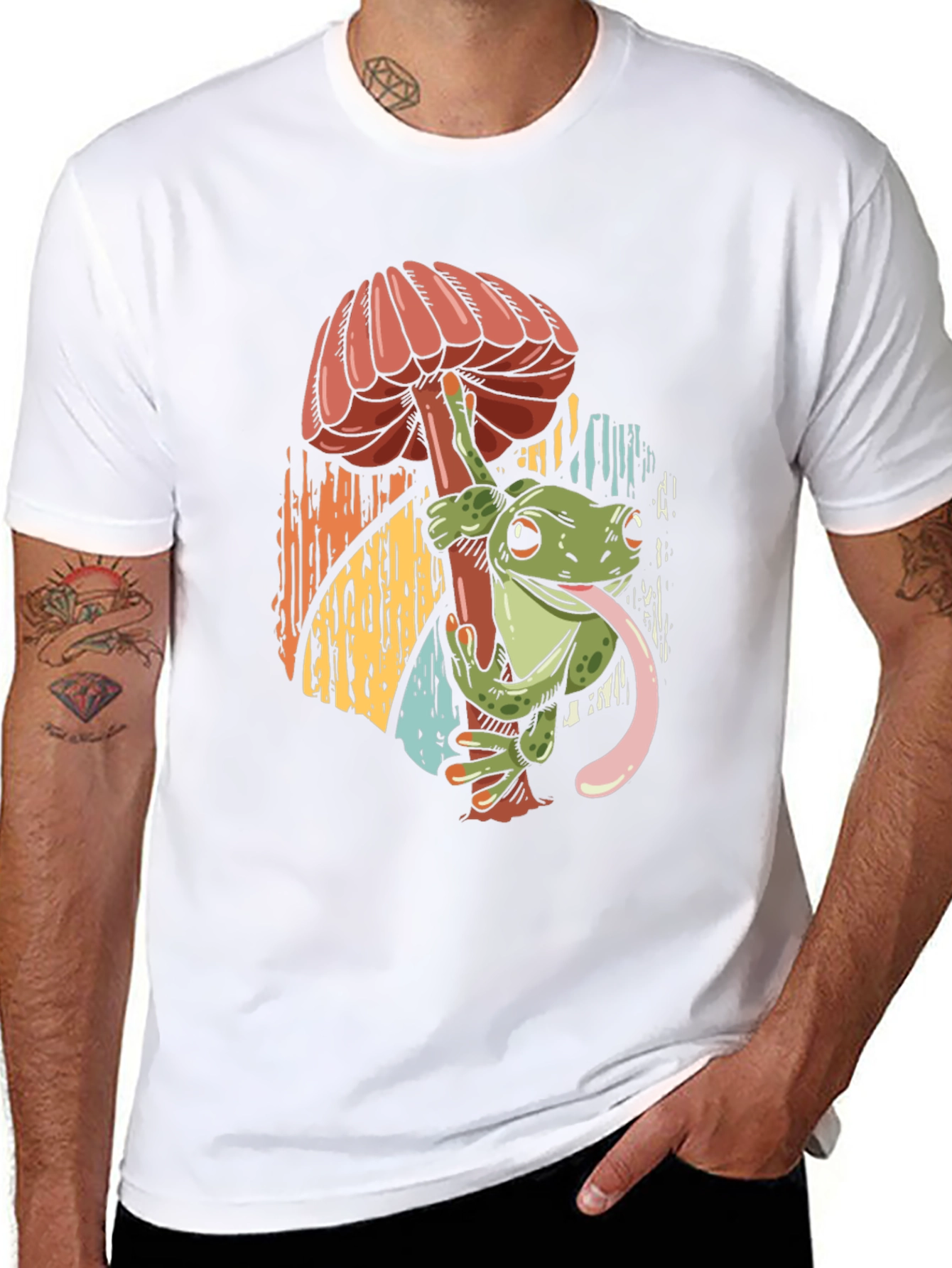 Frog on Mushroom Graphic Tee - Unique Design