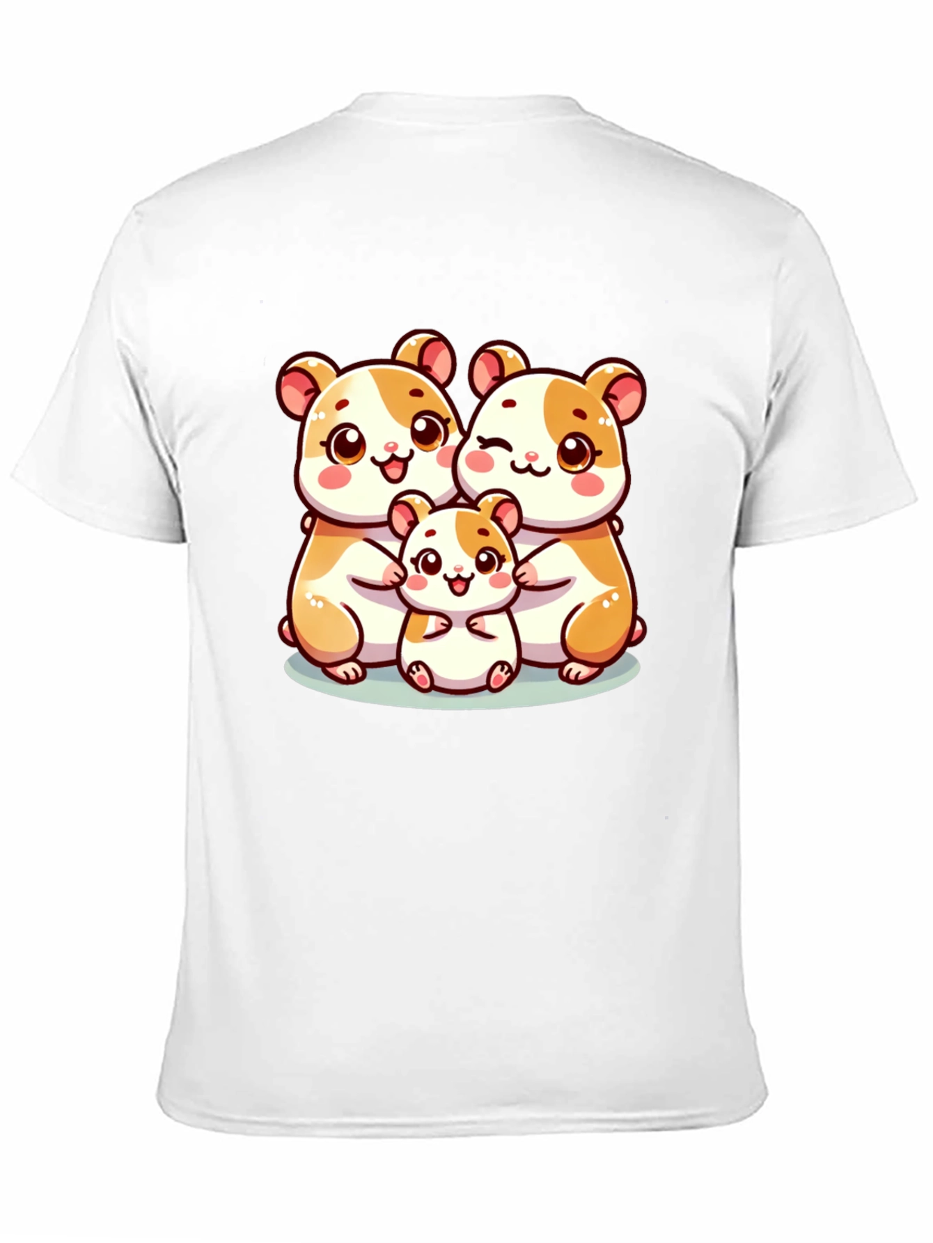 Cute Hamster Family Black T-Shirt