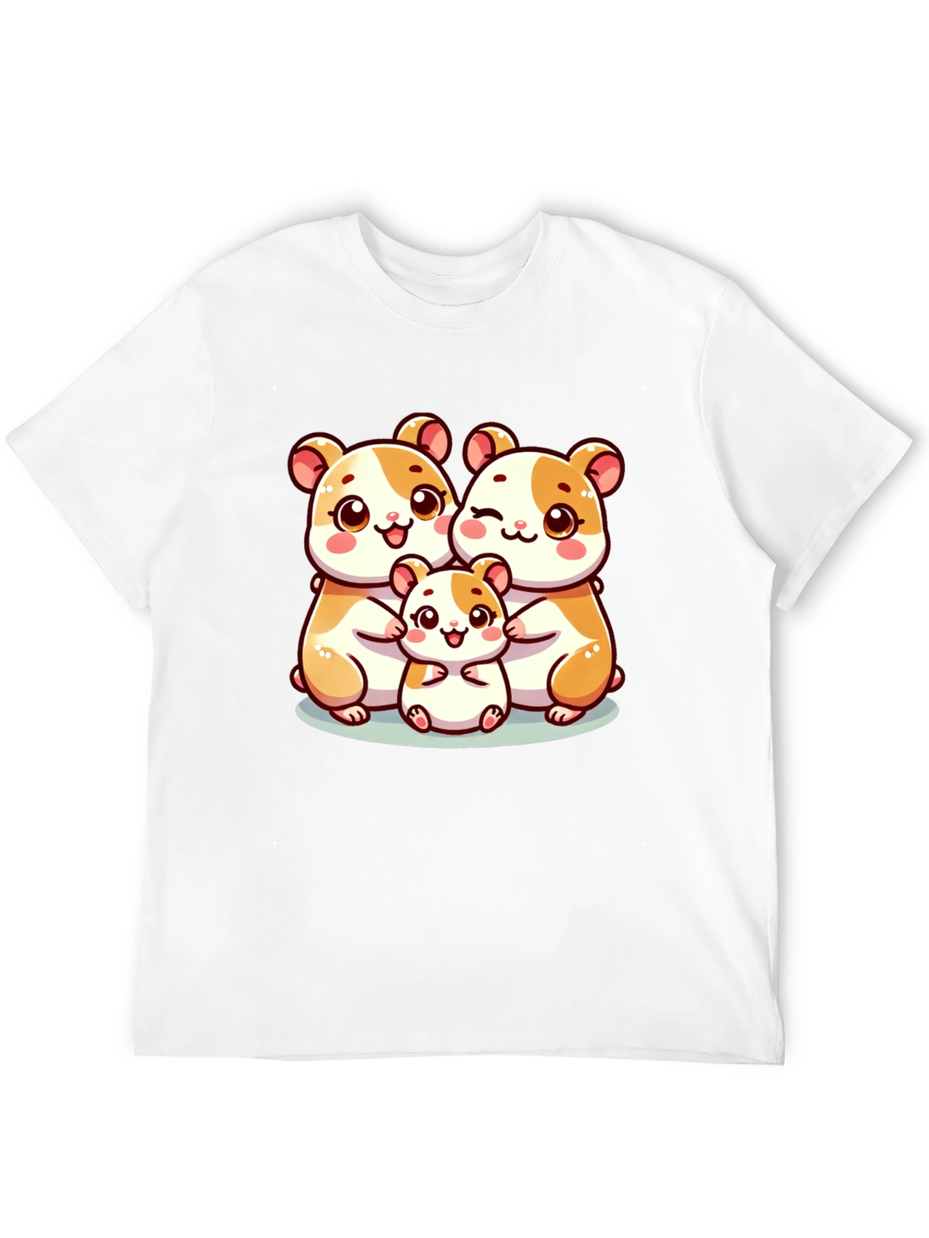 Cute Hamster Family Black T-Shirt