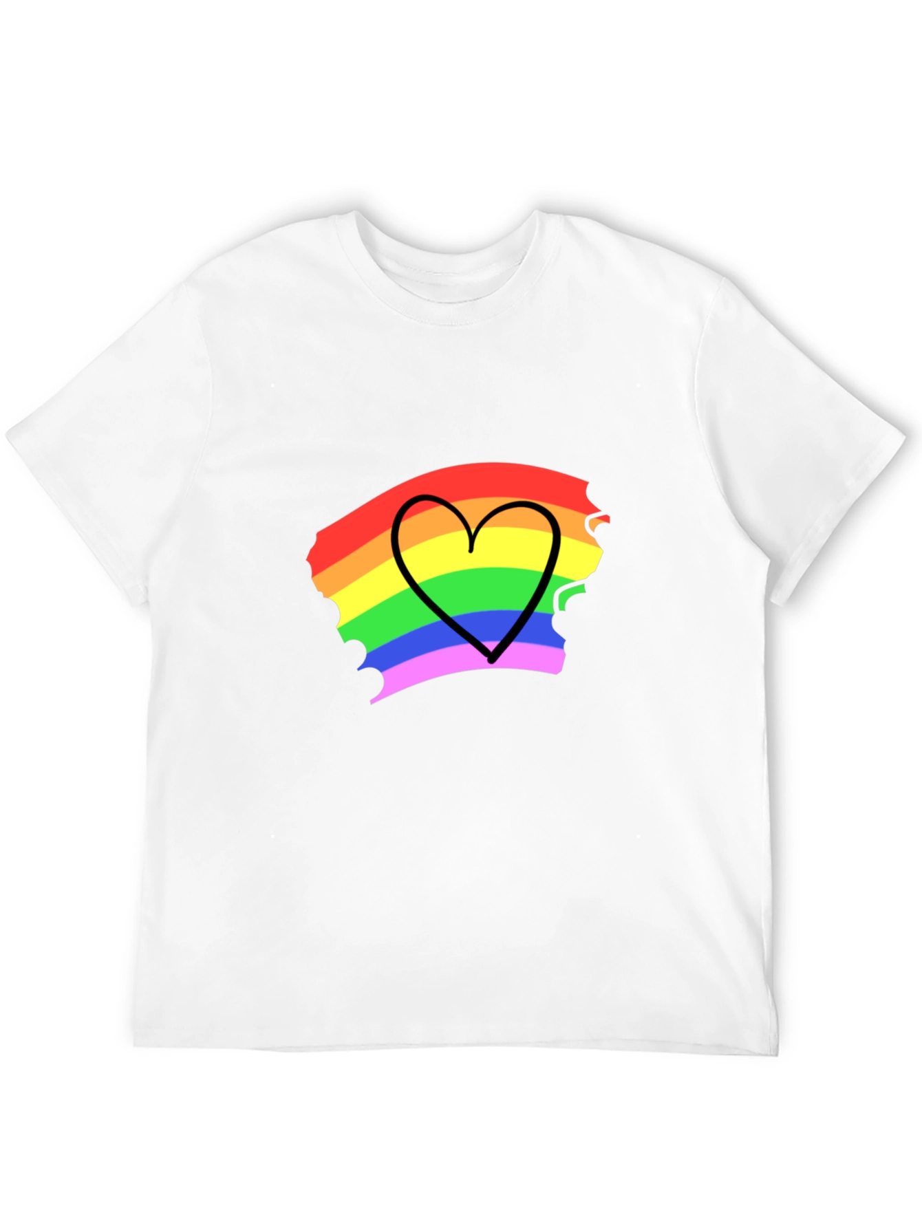 Rainbow Heart Pride T-Shirt - Black Cotton Blend