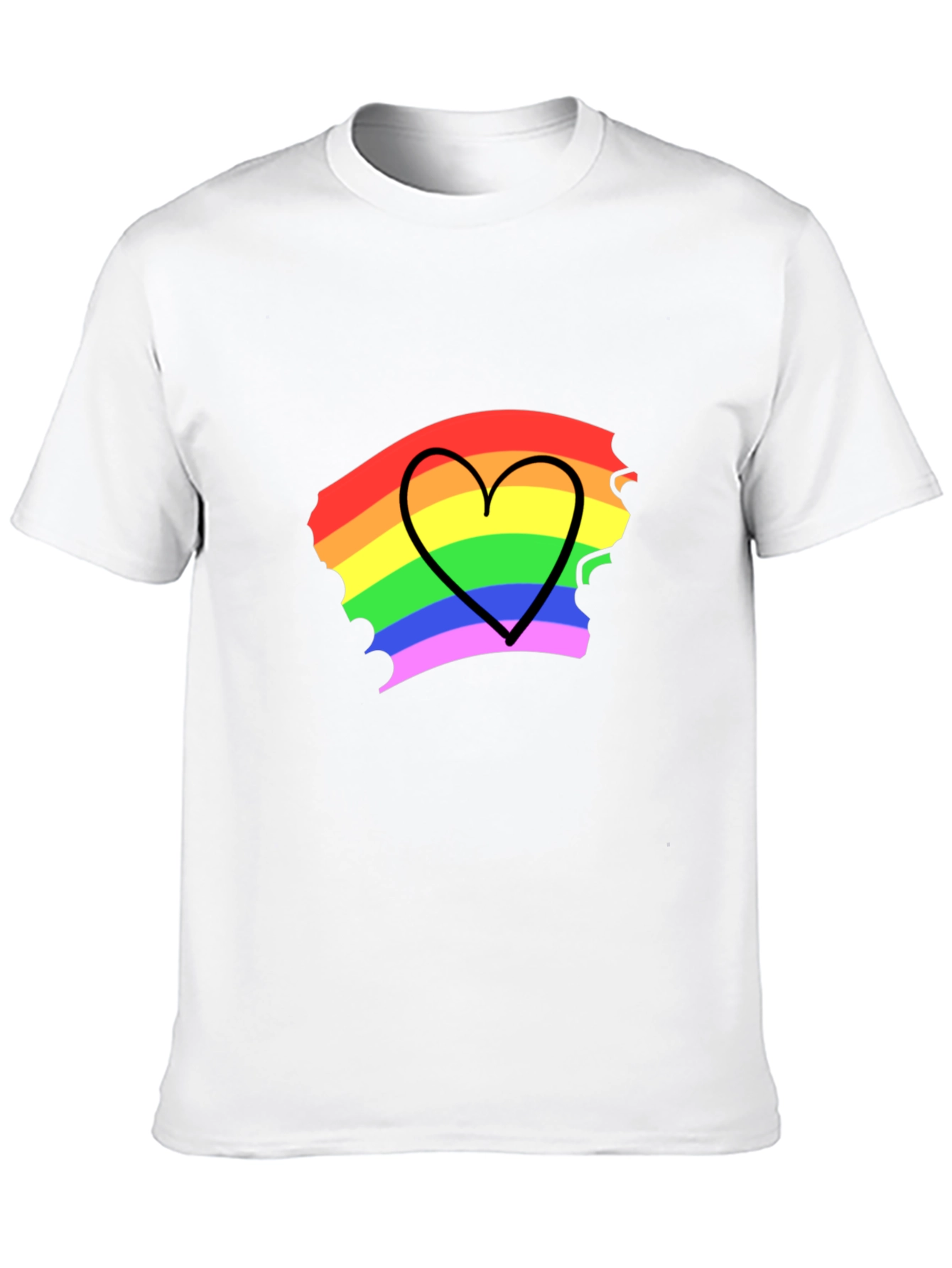 Rainbow Heart Pride T-Shirt - Black Cotton Blend