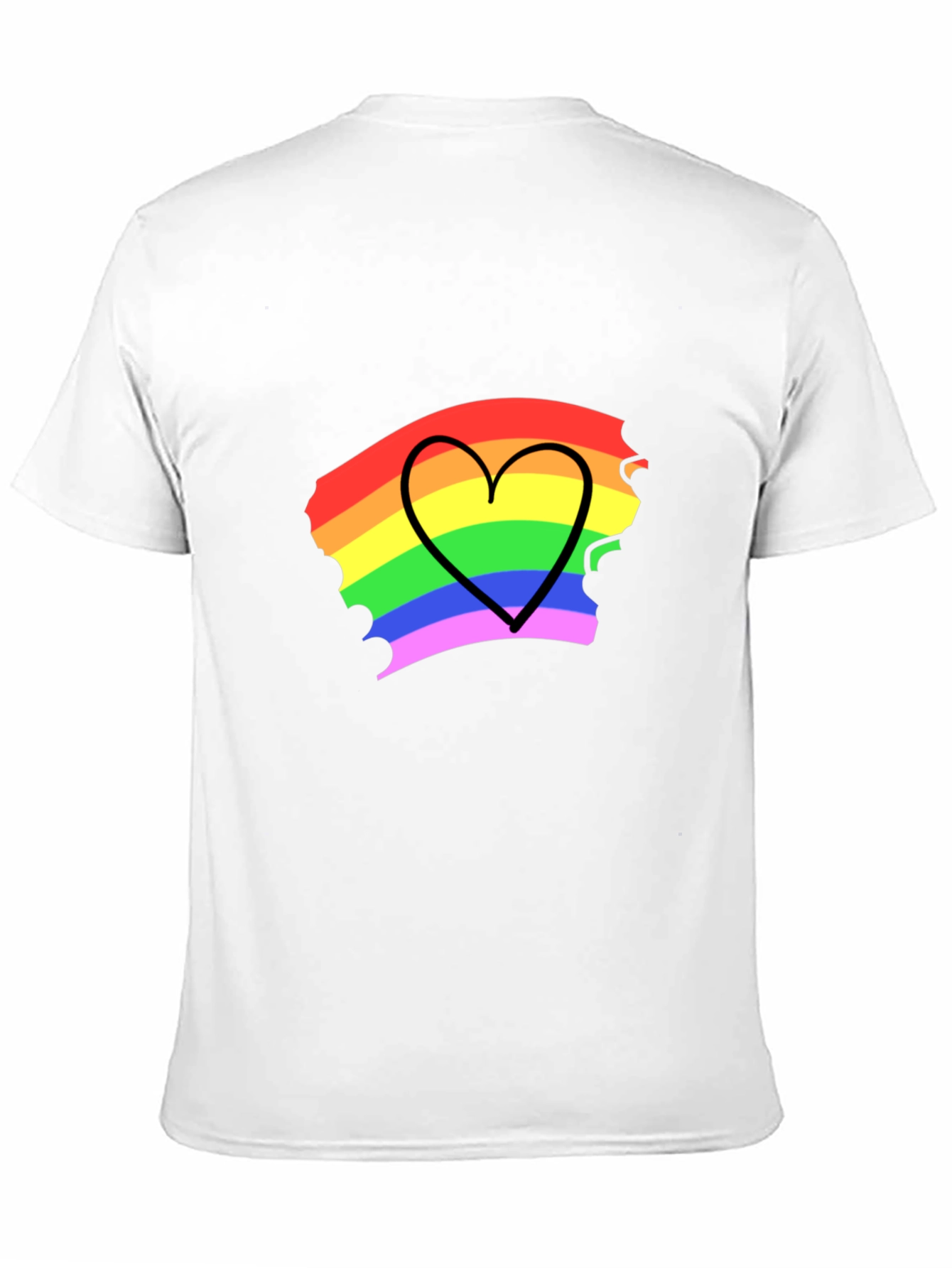 Rainbow Heart Pride T-Shirt - Black Cotton Blend