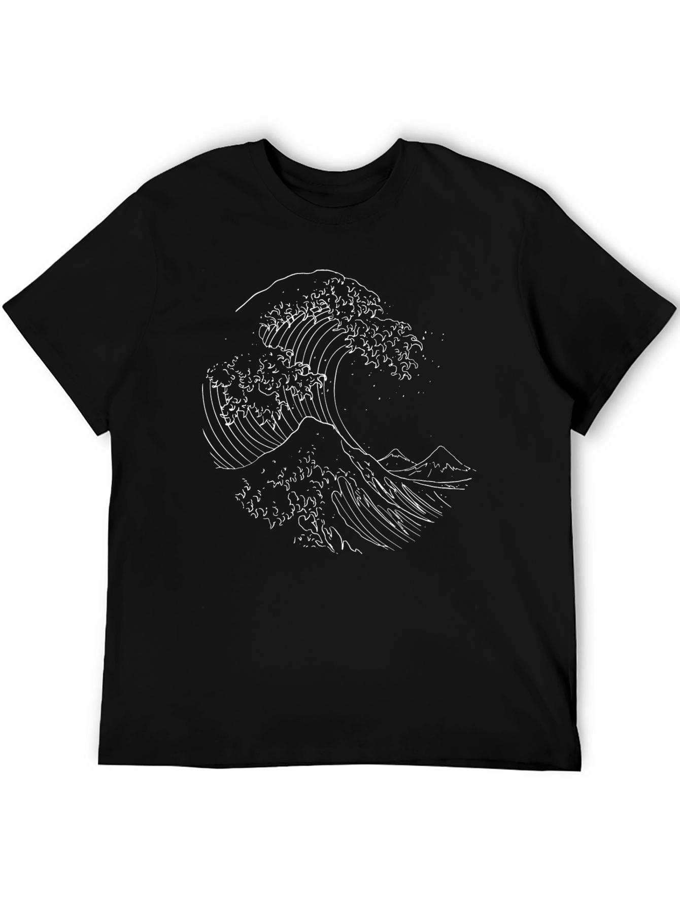 Great Wave Graphic Tee - Black Cotton Shirt