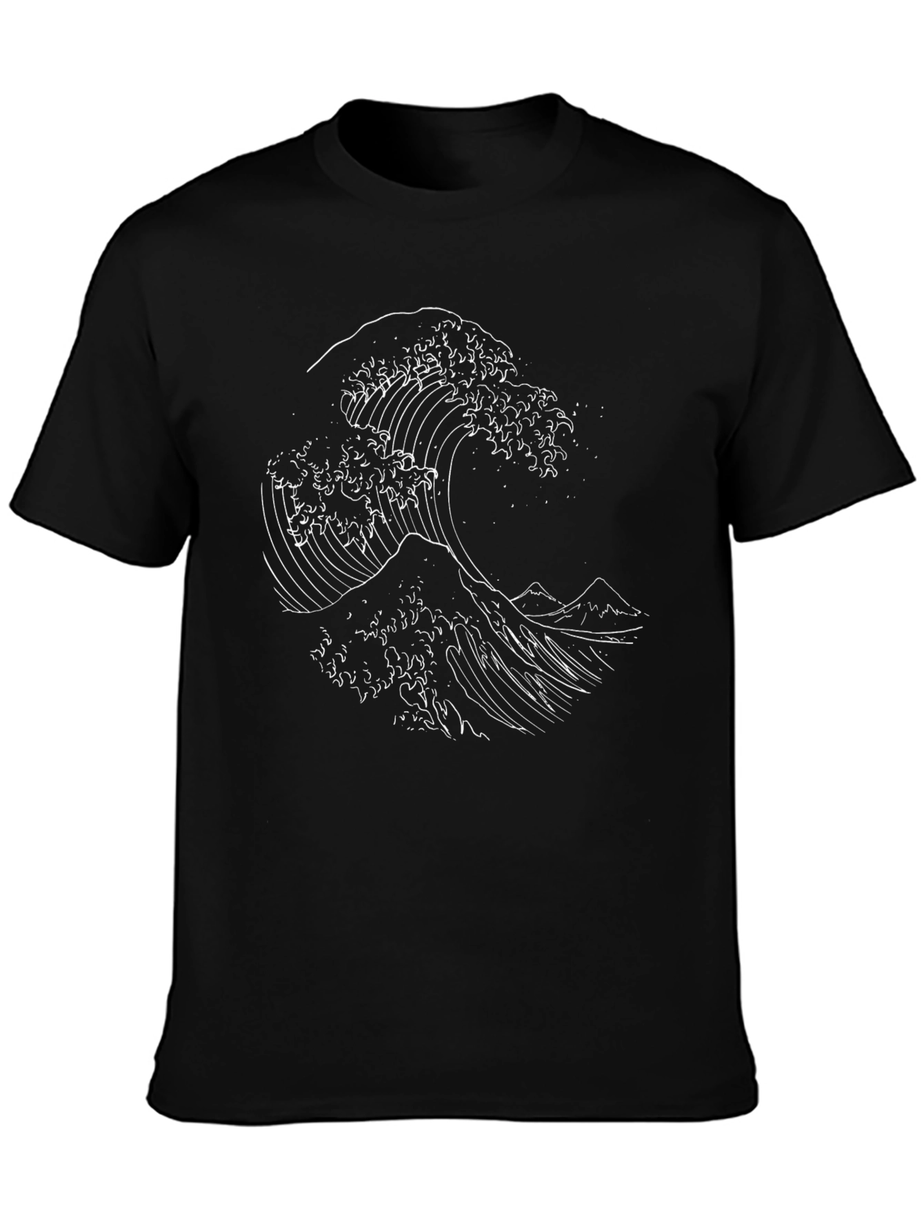 Great Wave Graphic Tee - Black Cotton Shirt