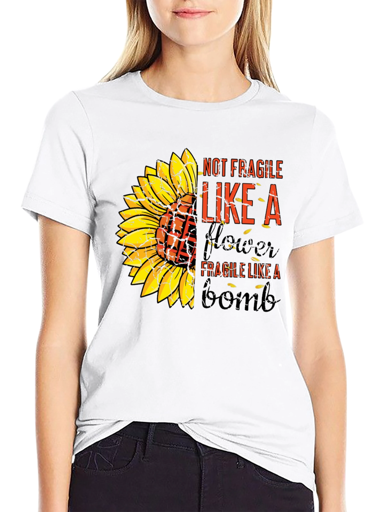 Sunflower Bomb T-Shirt: Not Fragile Like A Flower