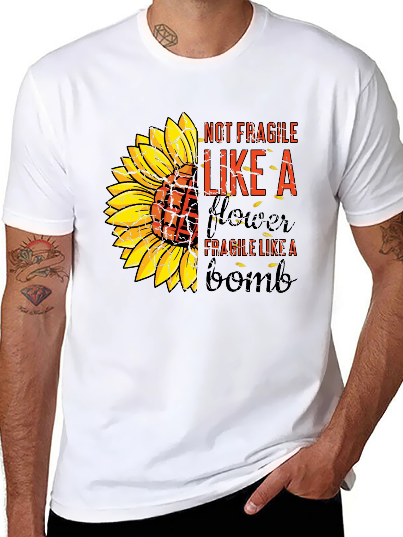 Sunflower Bomb T-Shirt: Not Fragile Like A Flower
