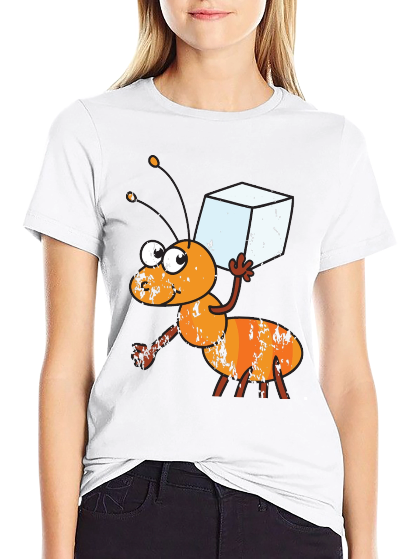 Ant Carrying Sugar Cube Graphic T-Shirt