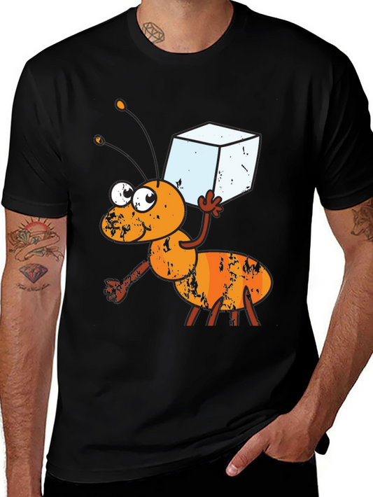 Ant Carrying Sugar Cube Graphic T-Shirt