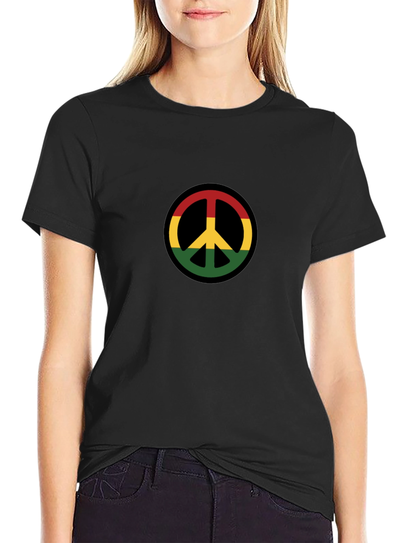 Rasta Peace Sign Black T-Shirt