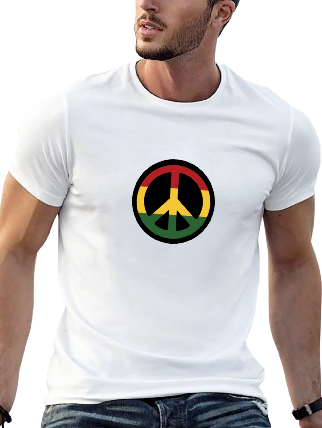 Rasta Peace Sign Black T-Shirt