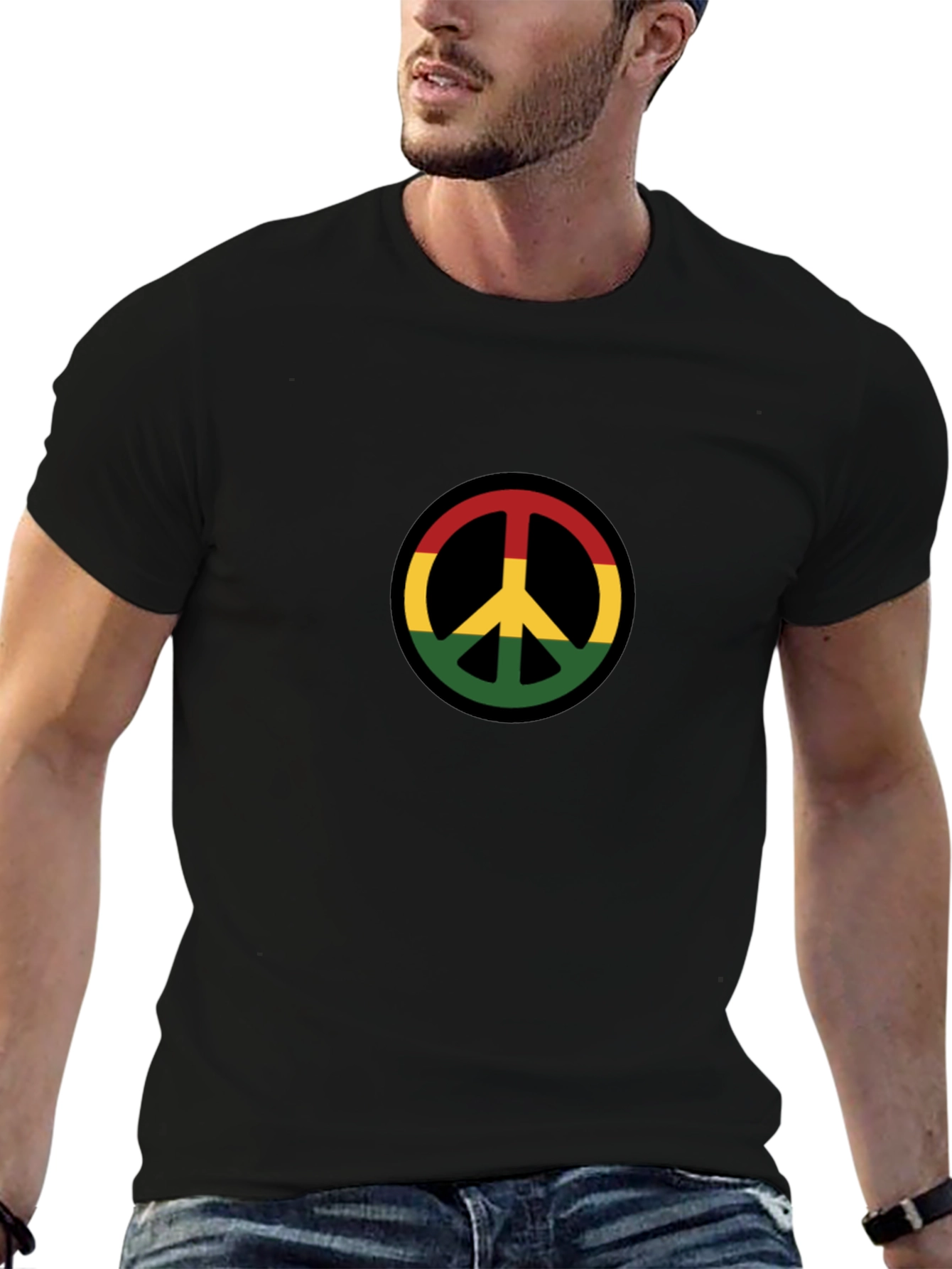 Rasta Peace Sign Black T-Shirt