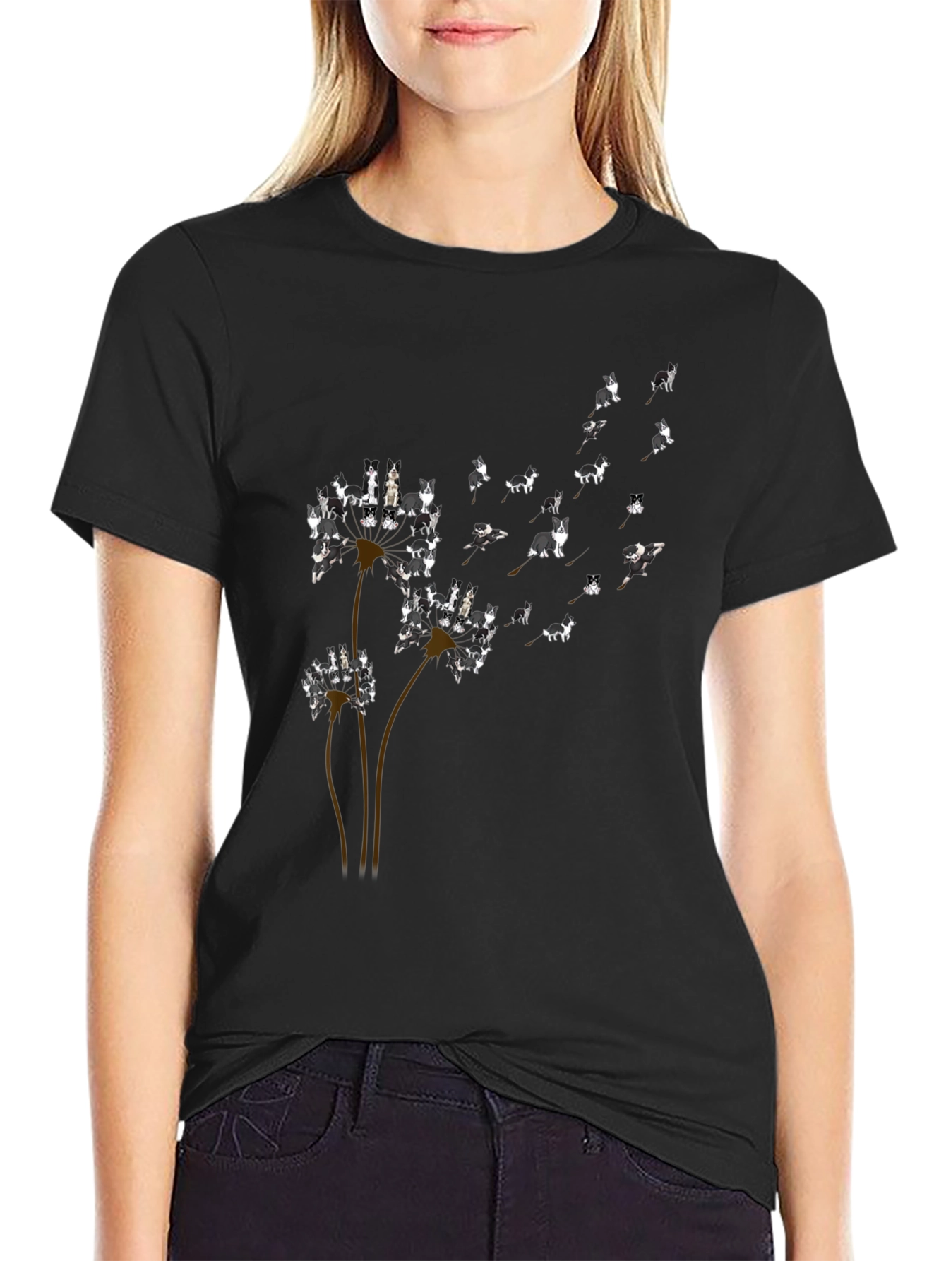 Dog Dandelion T-Shirt - Black