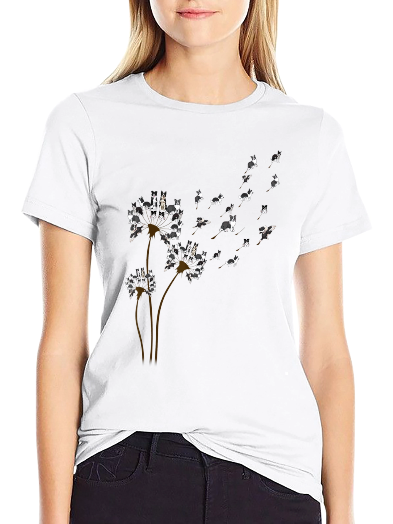 Dog Dandelion T-Shirt - Black