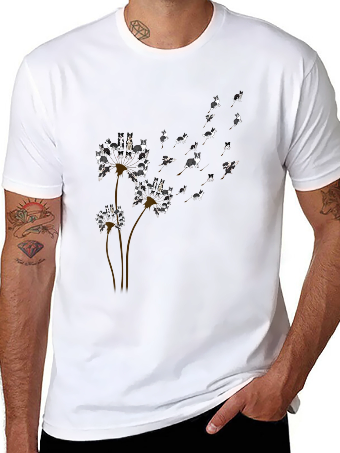 Dog Dandelion T-Shirt - Black
