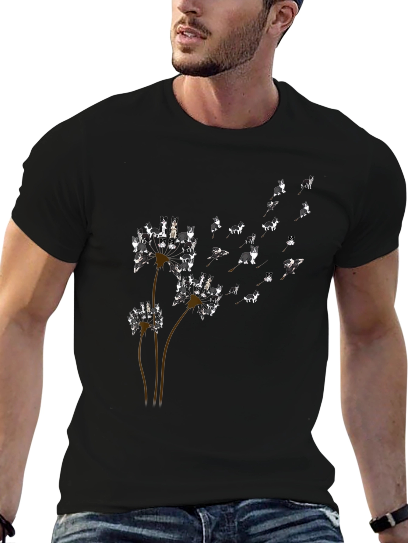 Dog Dandelion T-Shirt - Black