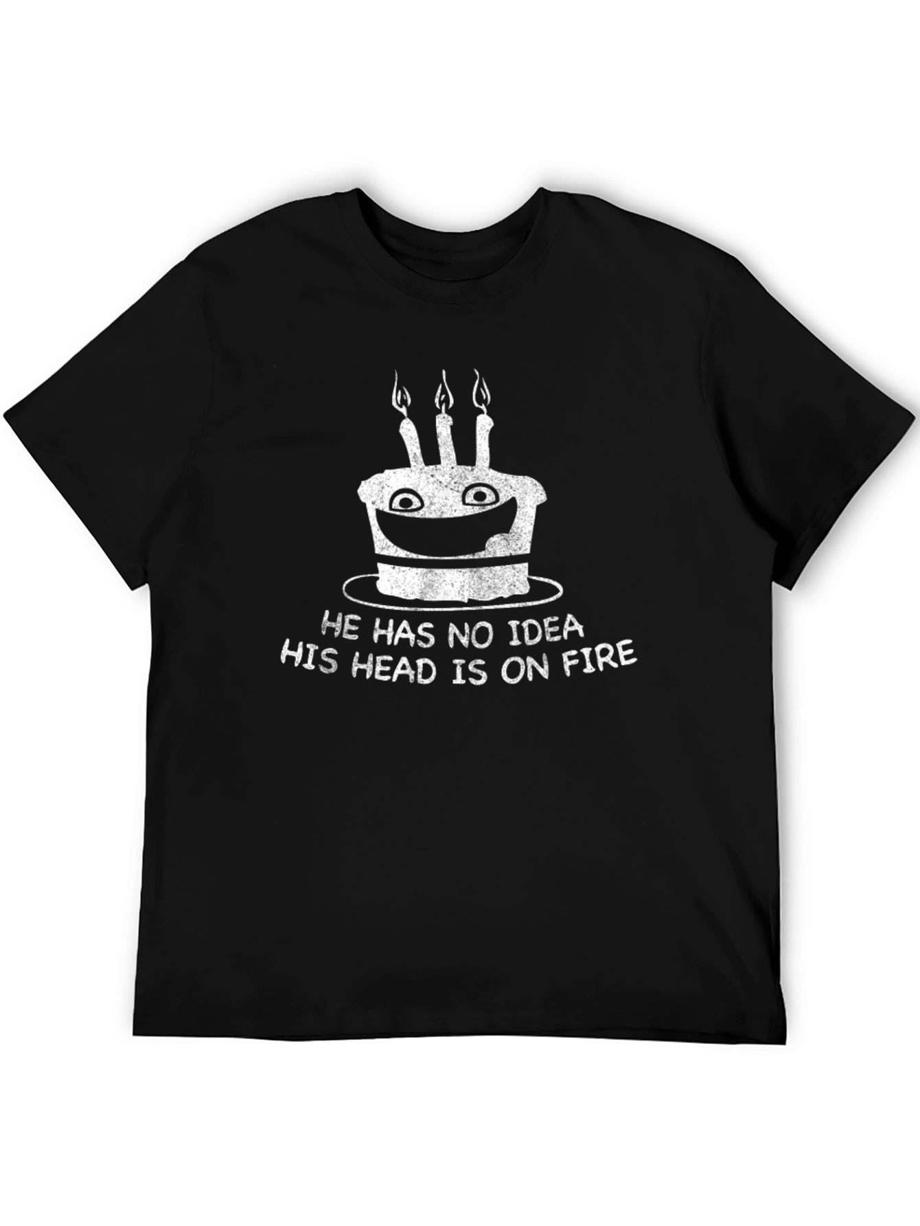 Funny Birthday Cake Head On Fire Graphic T-Shirt