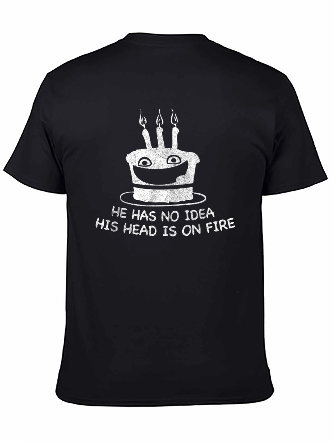 Funny Birthday Cake Head On Fire Graphic T-Shirt