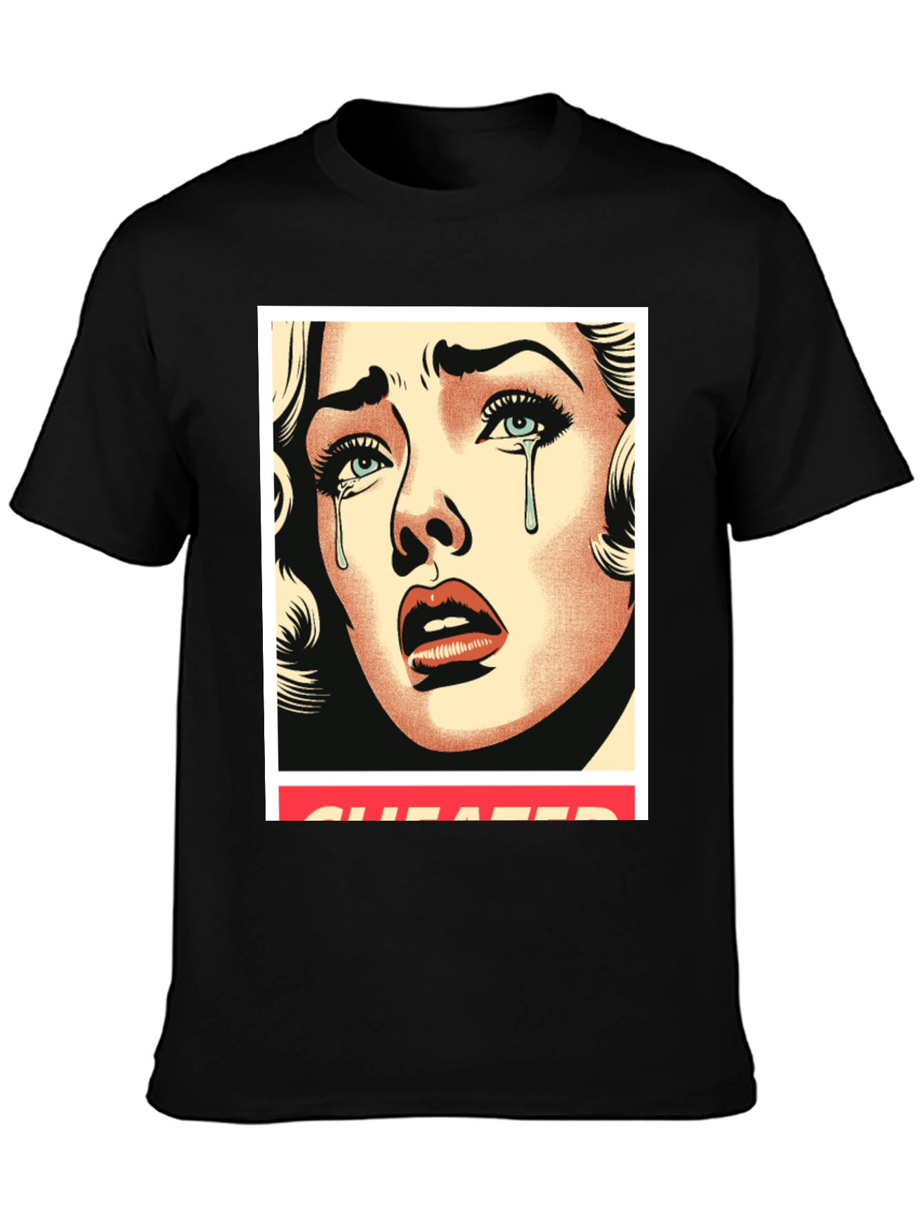 Cheated Pop Art Graphic Black Tee
