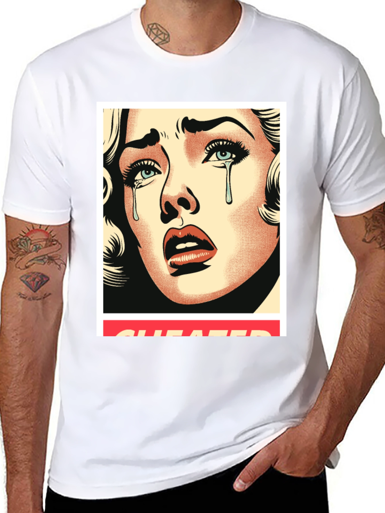 Cheated Pop Art Graphic Black Tee