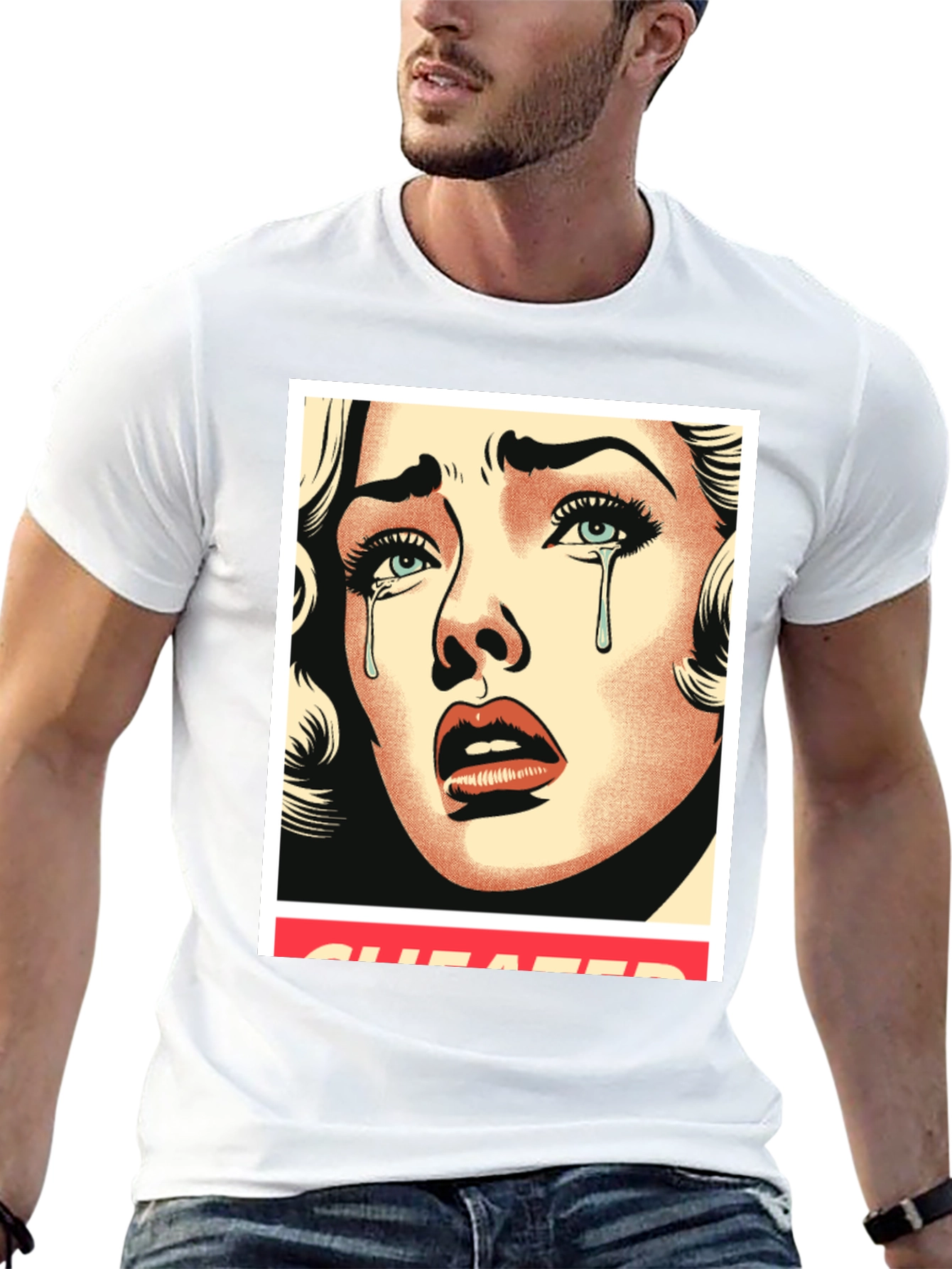 Cheated Pop Art Graphic Black Tee