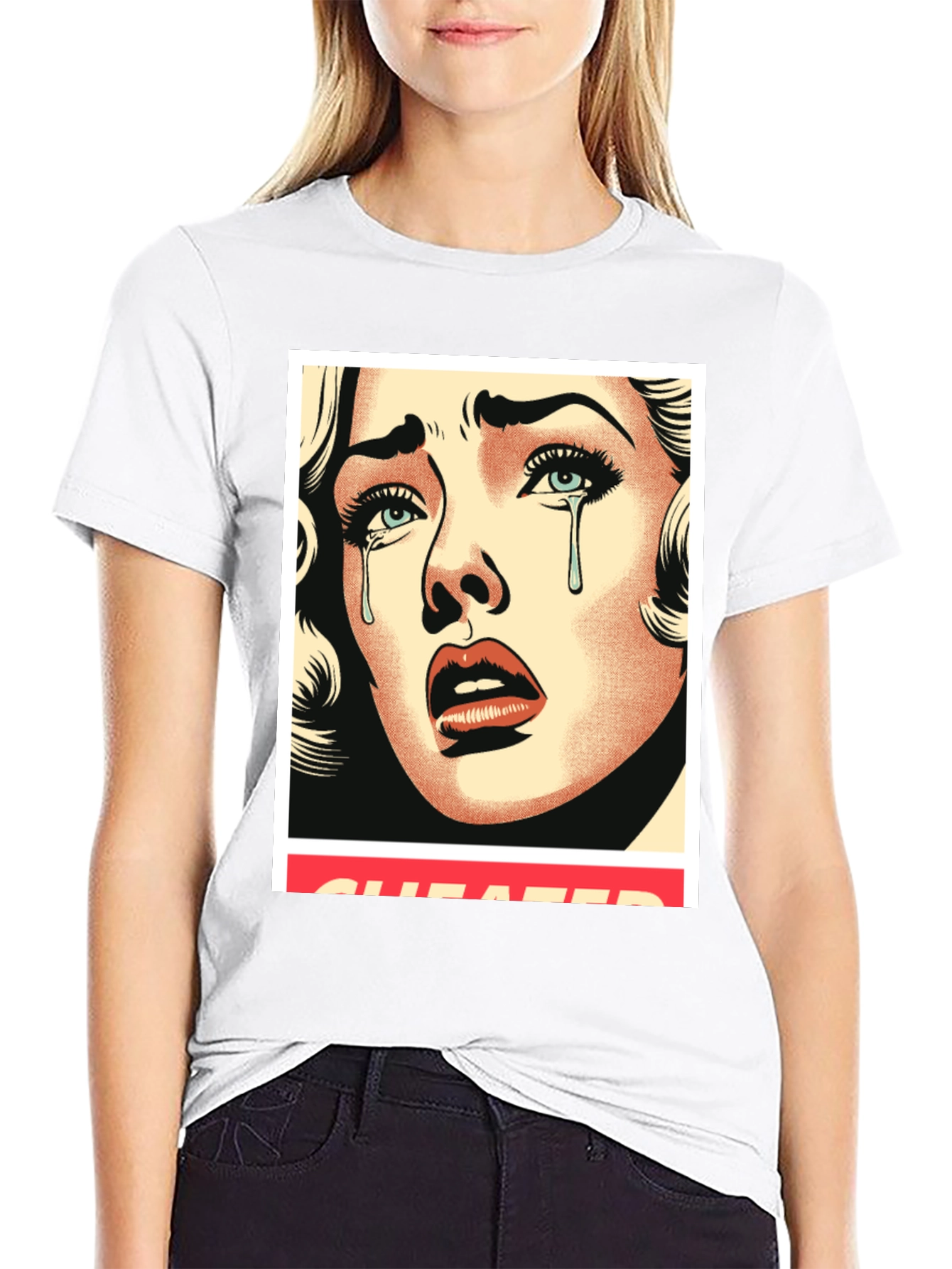 Cheated Pop Art Graphic Black Tee