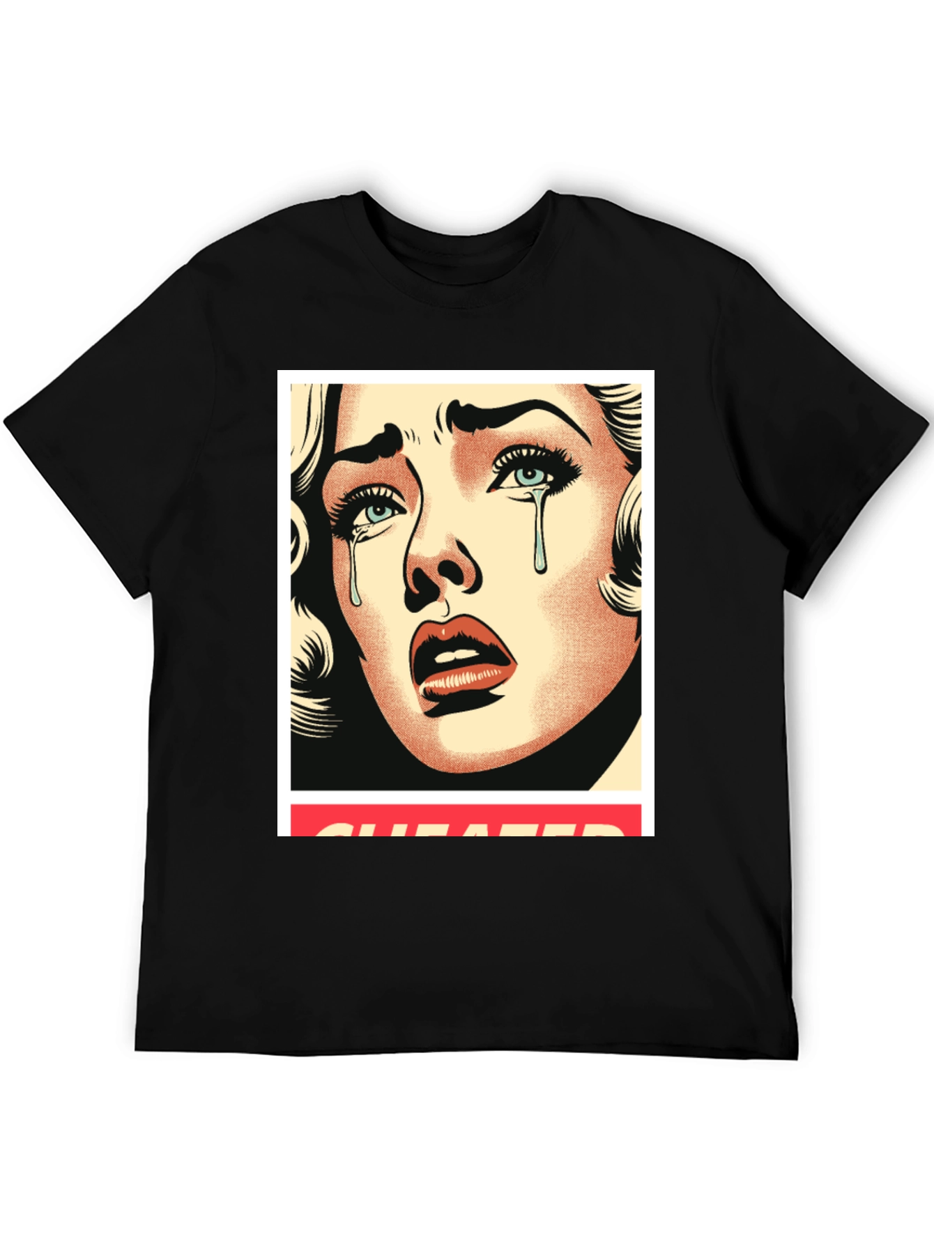 Cheated Pop Art Graphic Black Tee