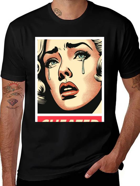 Cheated Pop Art Graphic Black Tee