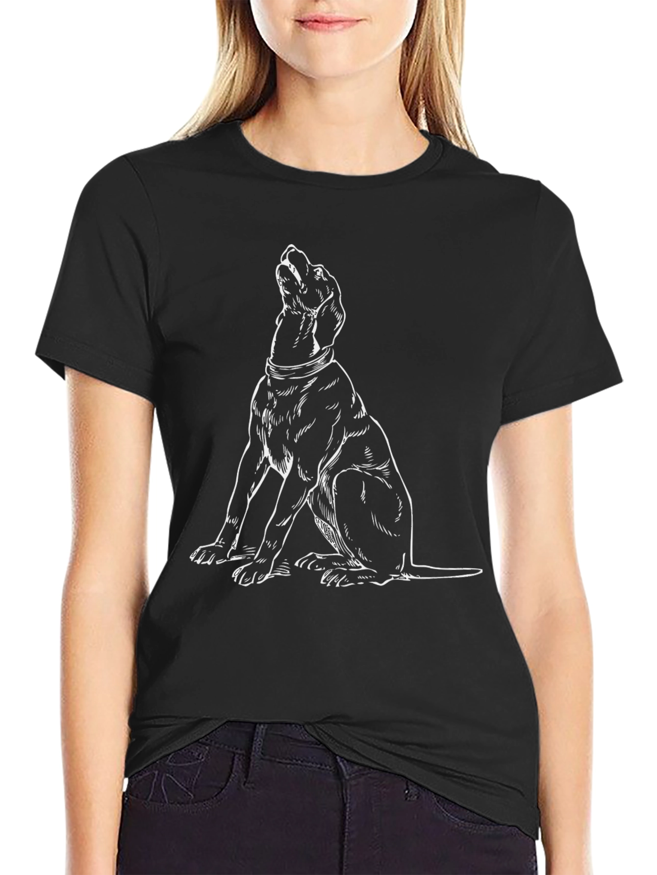 Dog Graphic T-Shirt - Black Cotton Tee
