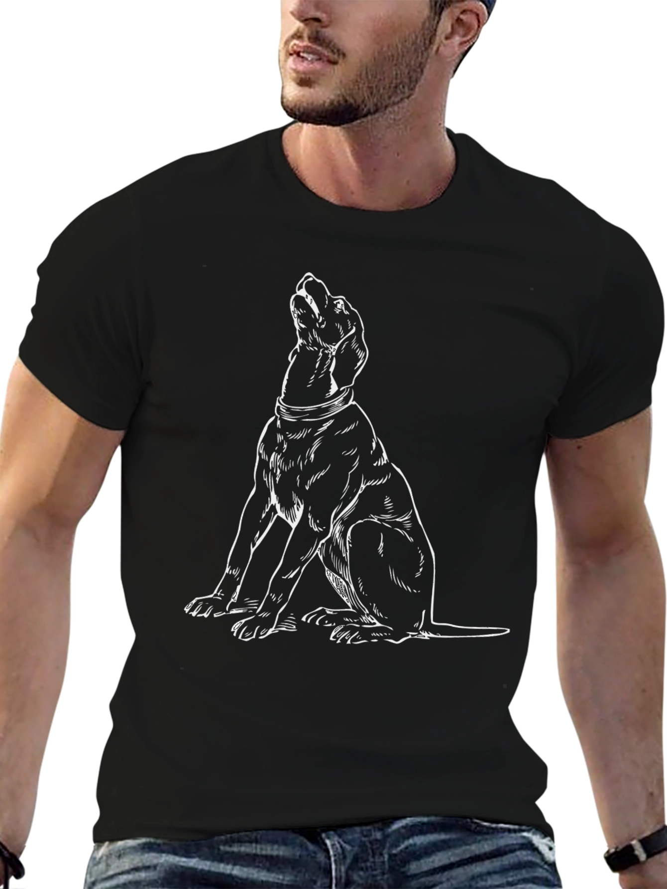 Dog Graphic T-Shirt - Black Cotton Tee